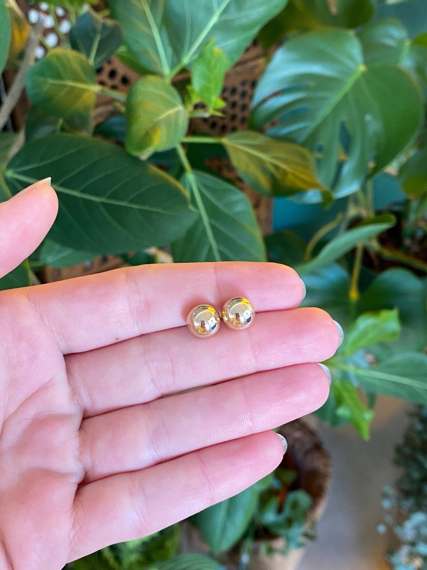 Vintage 14k Yellow Gold Large Ball Stud Earrings