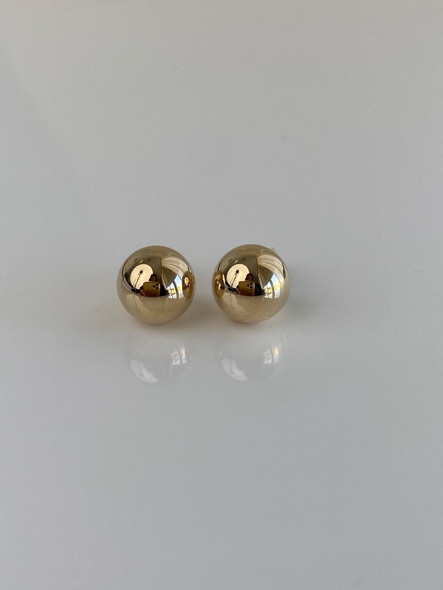 Vintage 14k Yellow Gold Large Ball Stud Earrings
