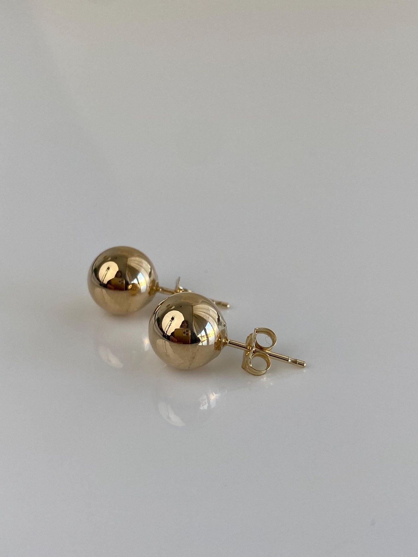 Vintage 14k Yellow Gold Large Ball Stud Earrings