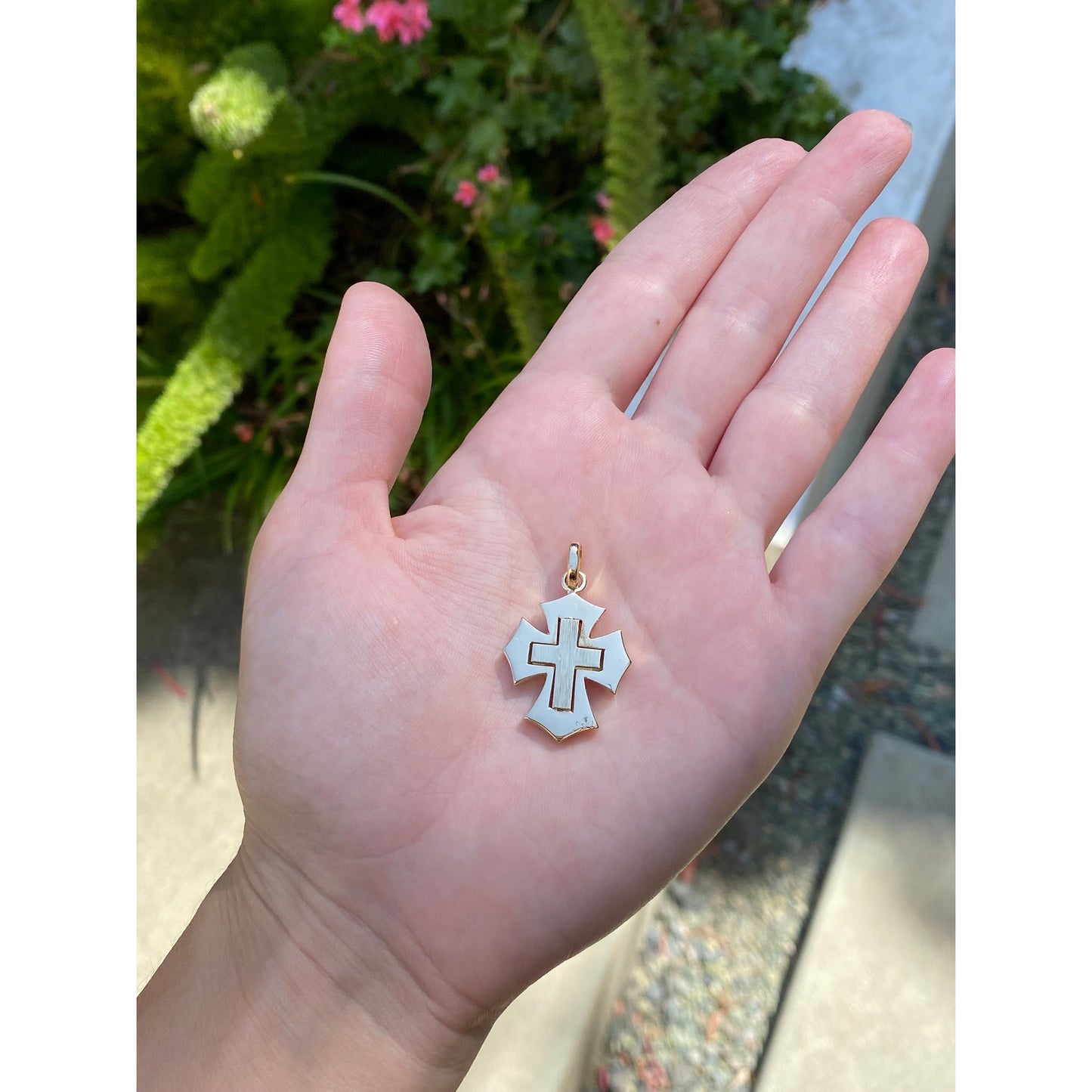 Vintage Solid 18k Yellow Gold Chunky Gothic Style Cross Charm