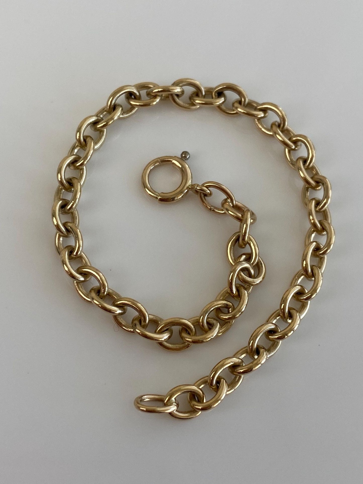 Vintage Solid 14k Yellow Gold Chunky Cable Chain Bracelet - 7.25 inches