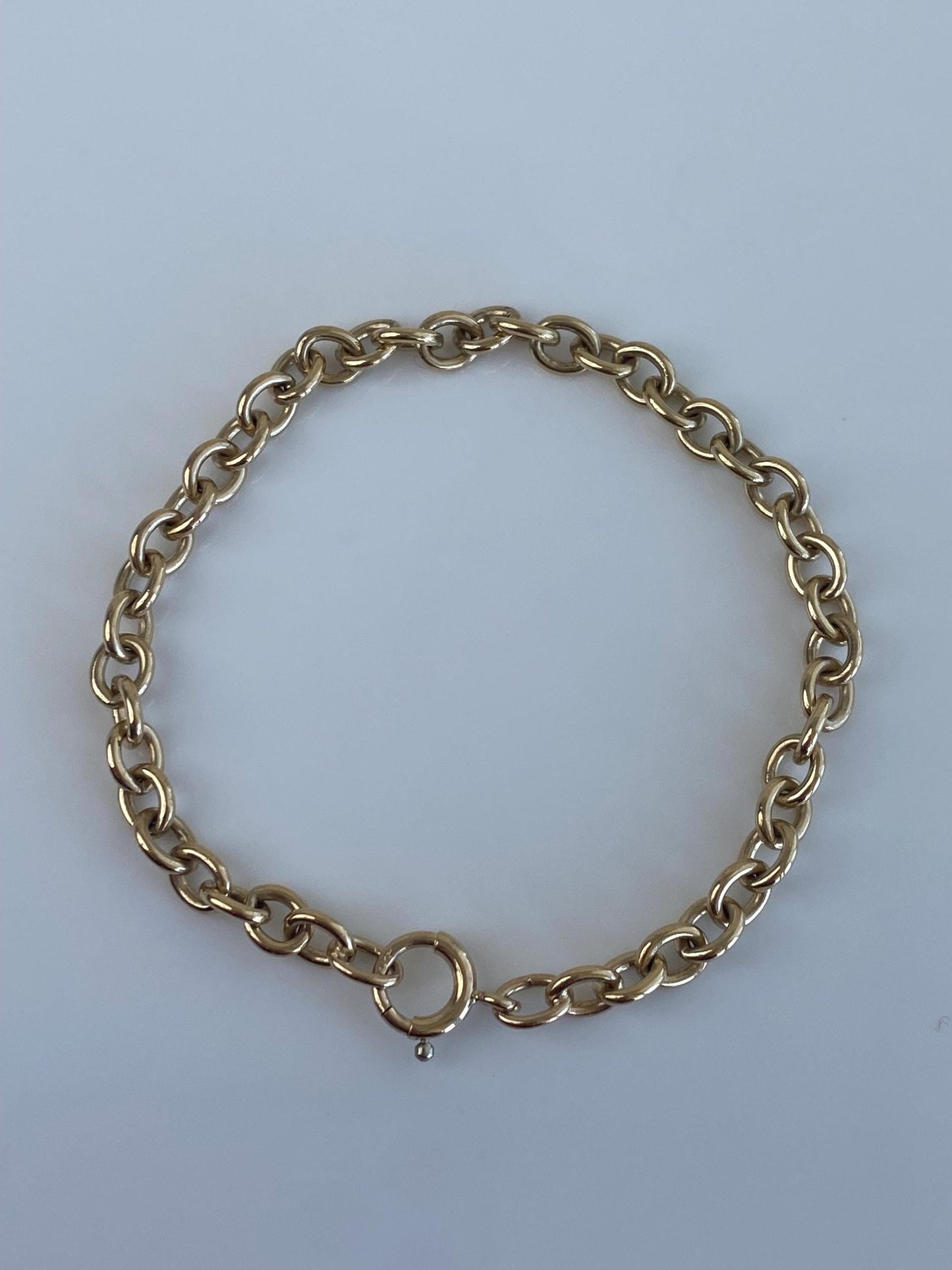 Vintage Solid 14k Yellow Gold Chunky Cable Chain Bracelet - 7.25 inches