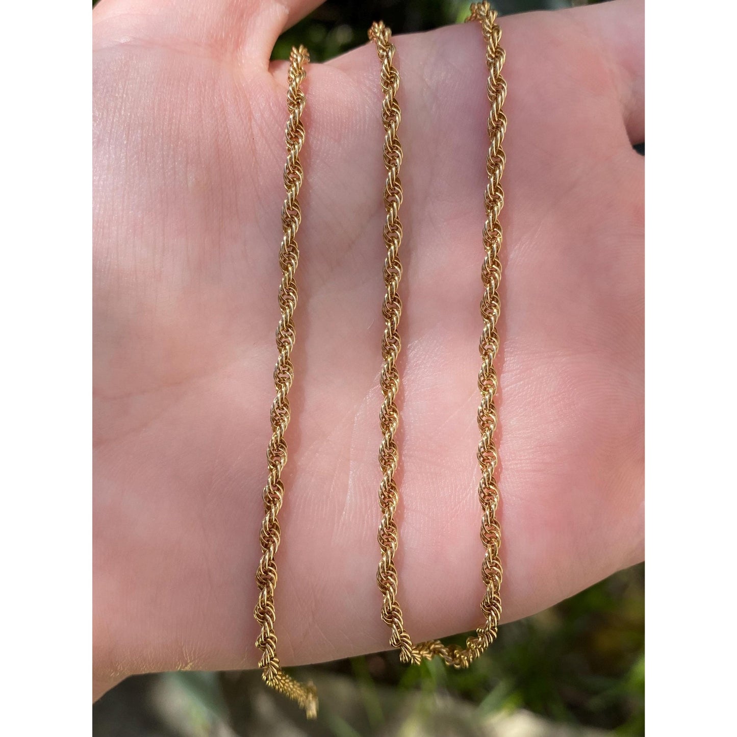 Solid 18k Yellow Gold Rope Chain Necklace - 19.75 inches