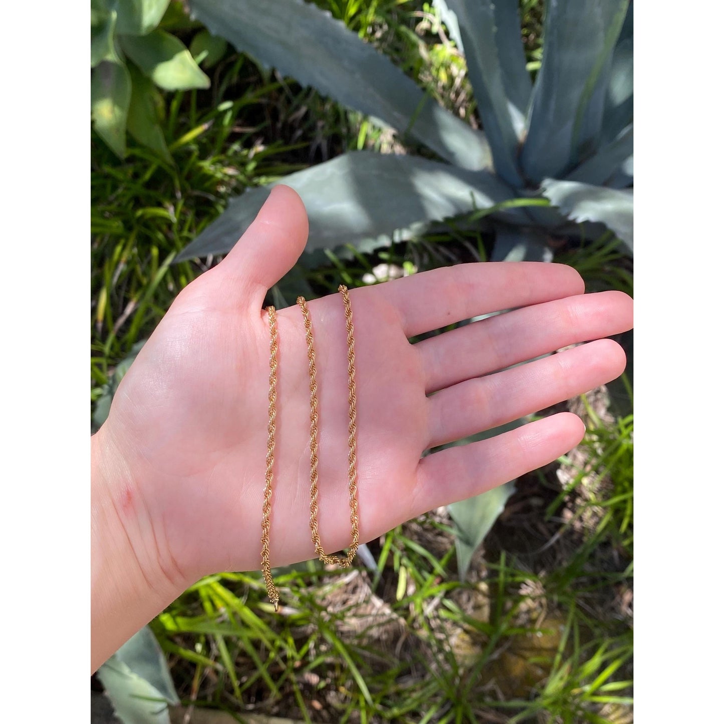 Solid 18k Yellow Gold Rope Chain Necklace - 19.75 inches