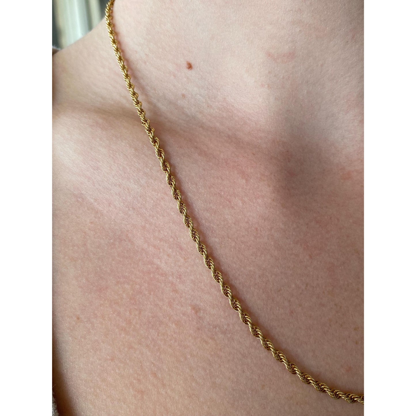 Solid 18k Yellow Gold Rope Chain Necklace - 19.75 inches