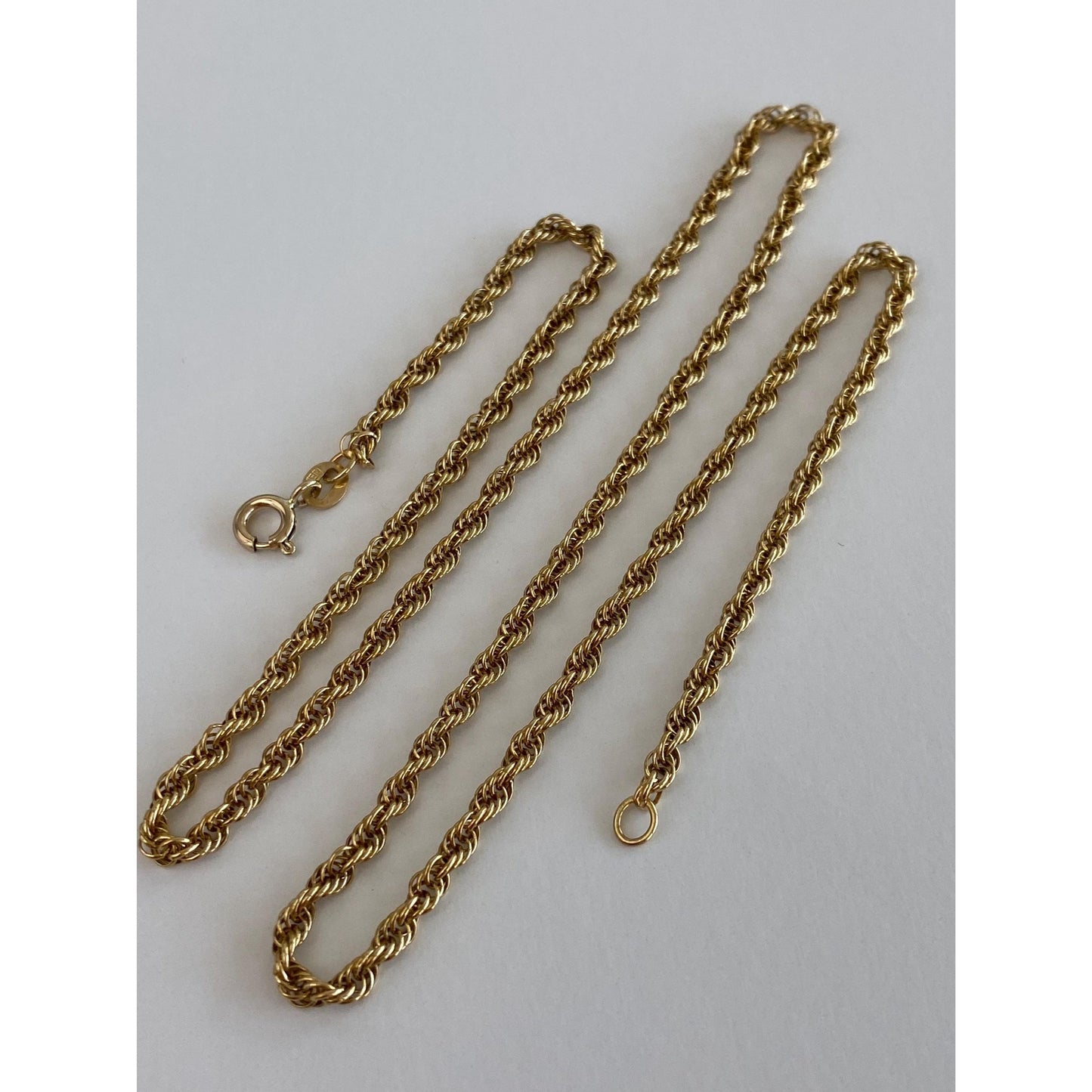 Solid 18k Yellow Gold Rope Chain Necklace - 19.75 inches