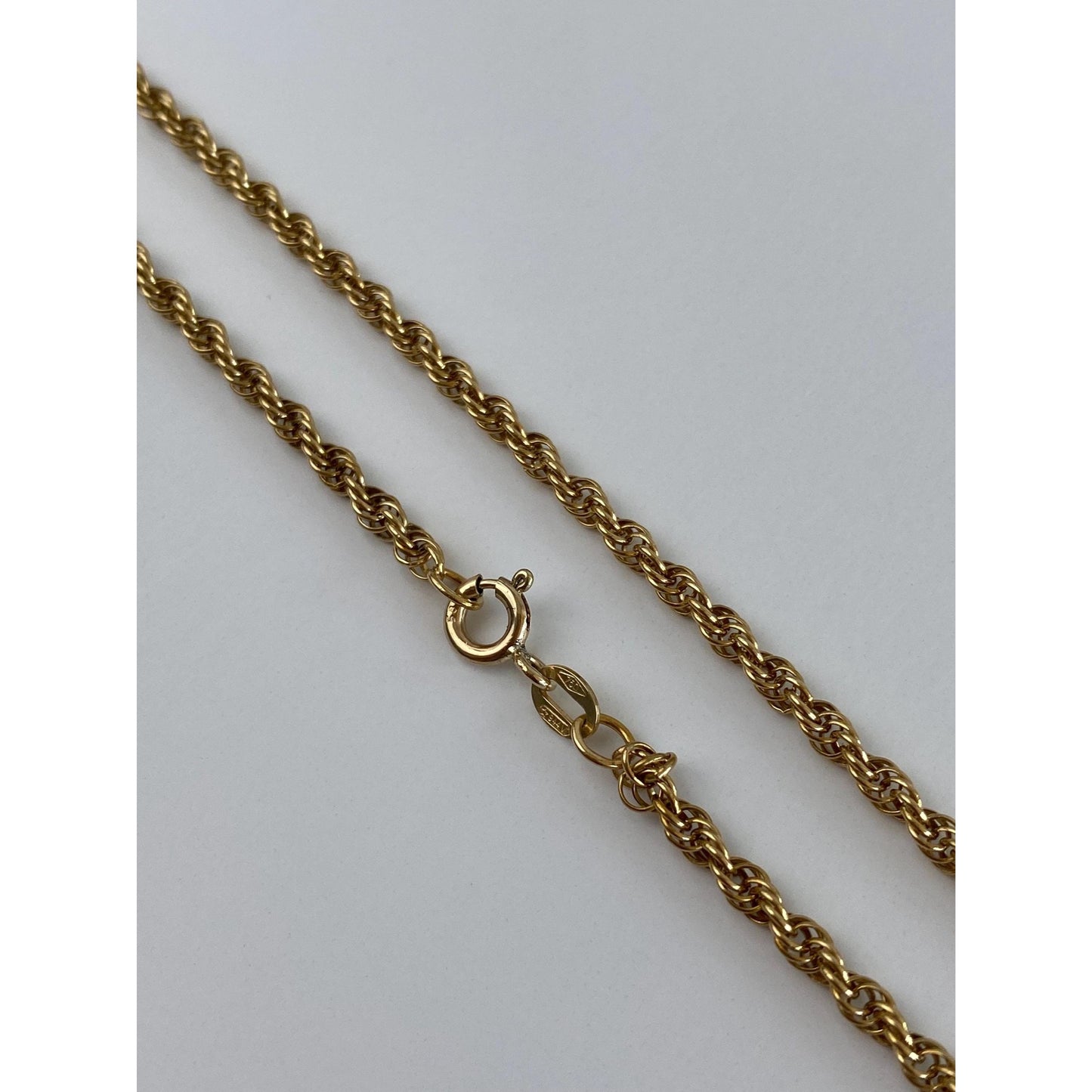 Solid 18k Yellow Gold Rope Chain Necklace - 19.75 inches