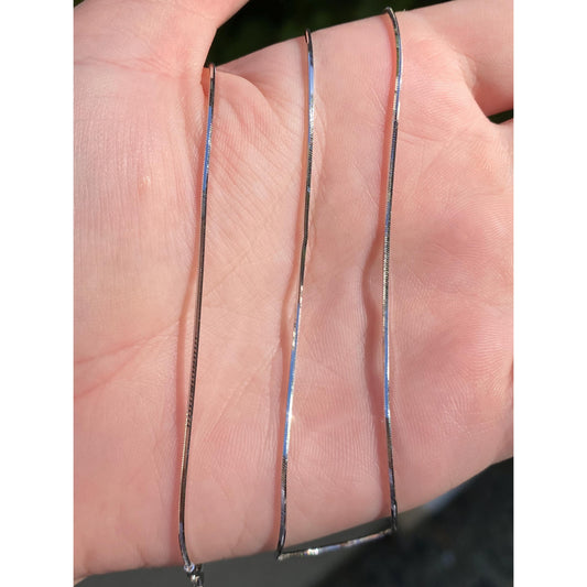 Vintage Solid 14k White Gold Square Snake Chain Necklace - 18 inches