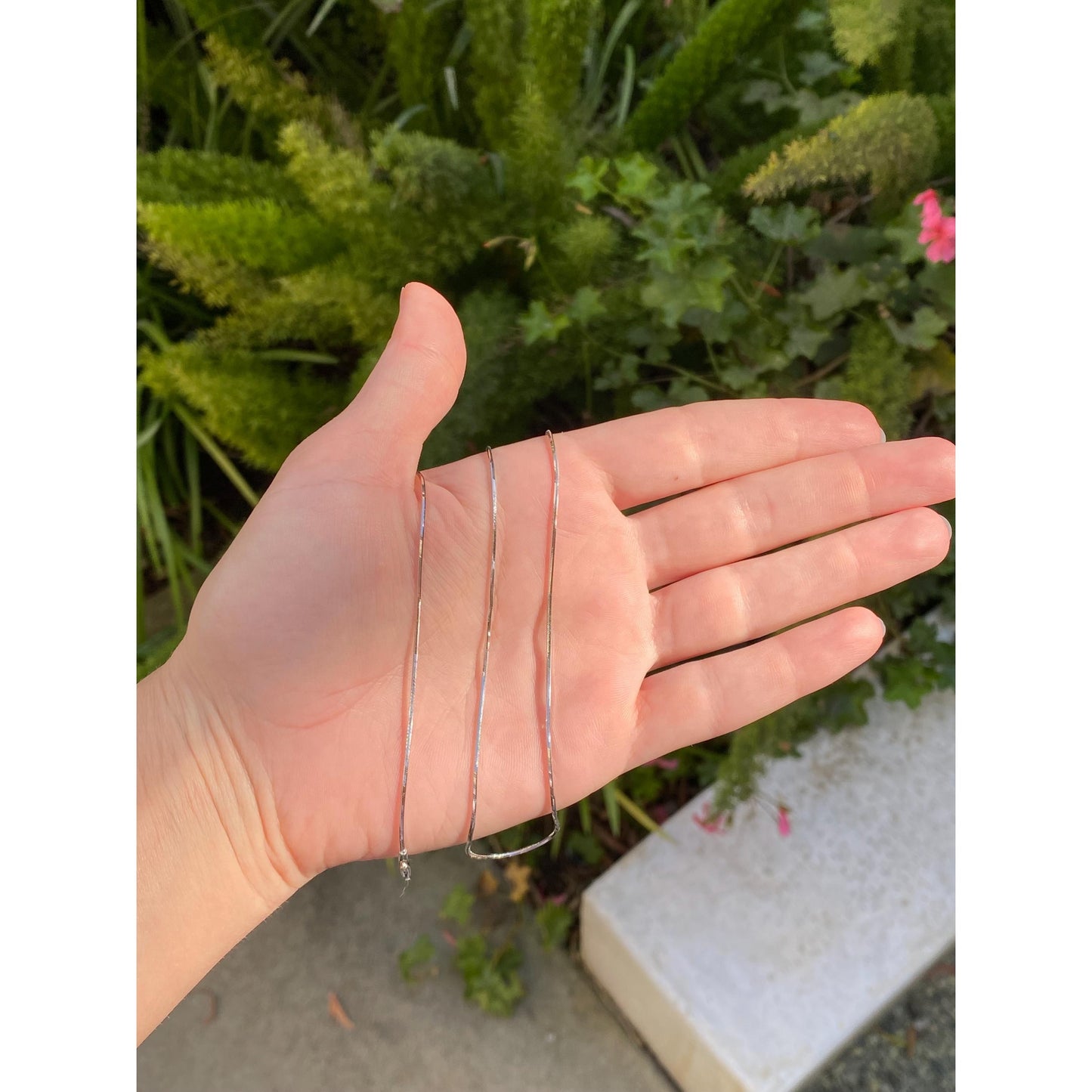 Vintage Solid 14k White Gold Square Snake Chain Necklace - 18 inches