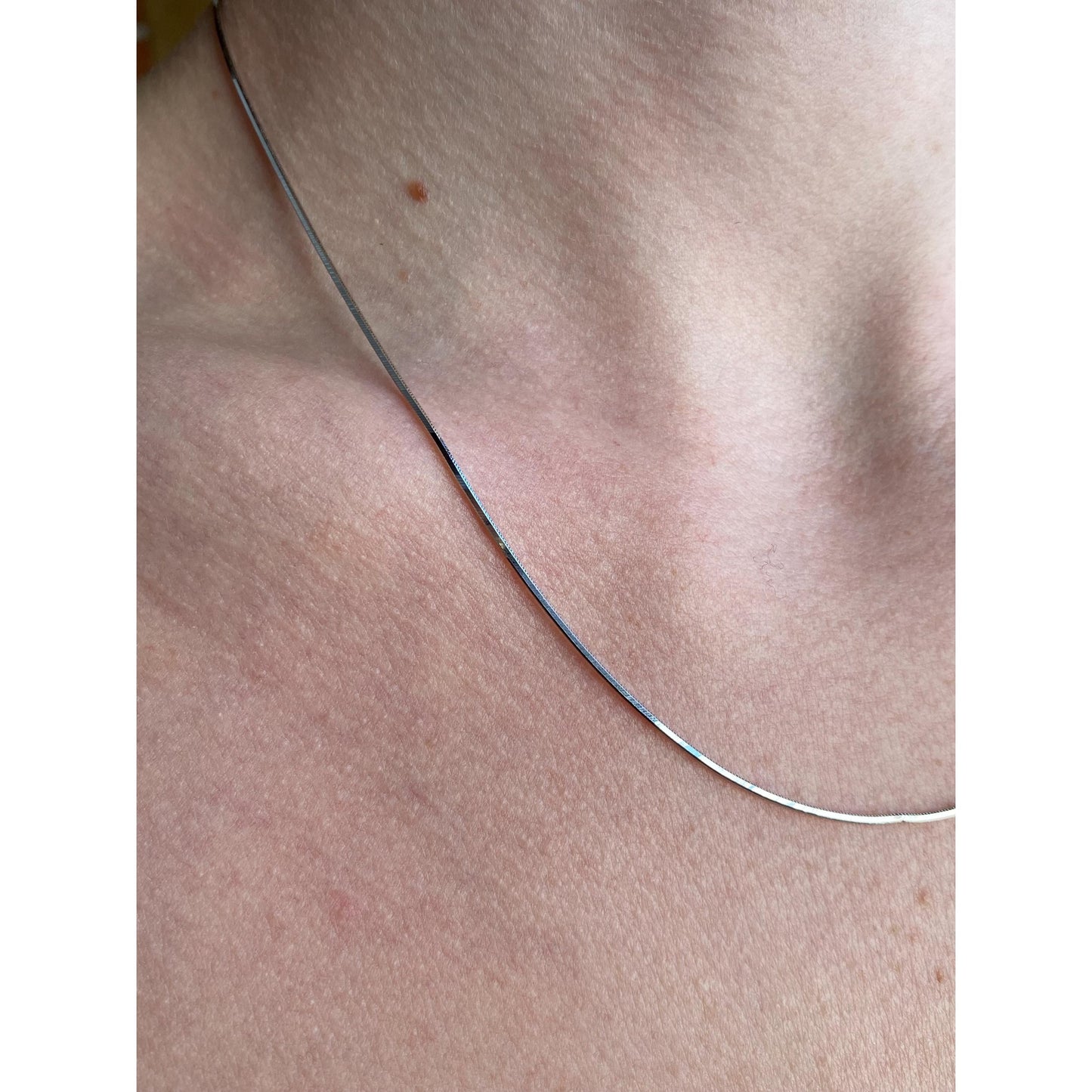 Vintage Solid 14k White Gold Square Snake Chain Necklace - 18 inches