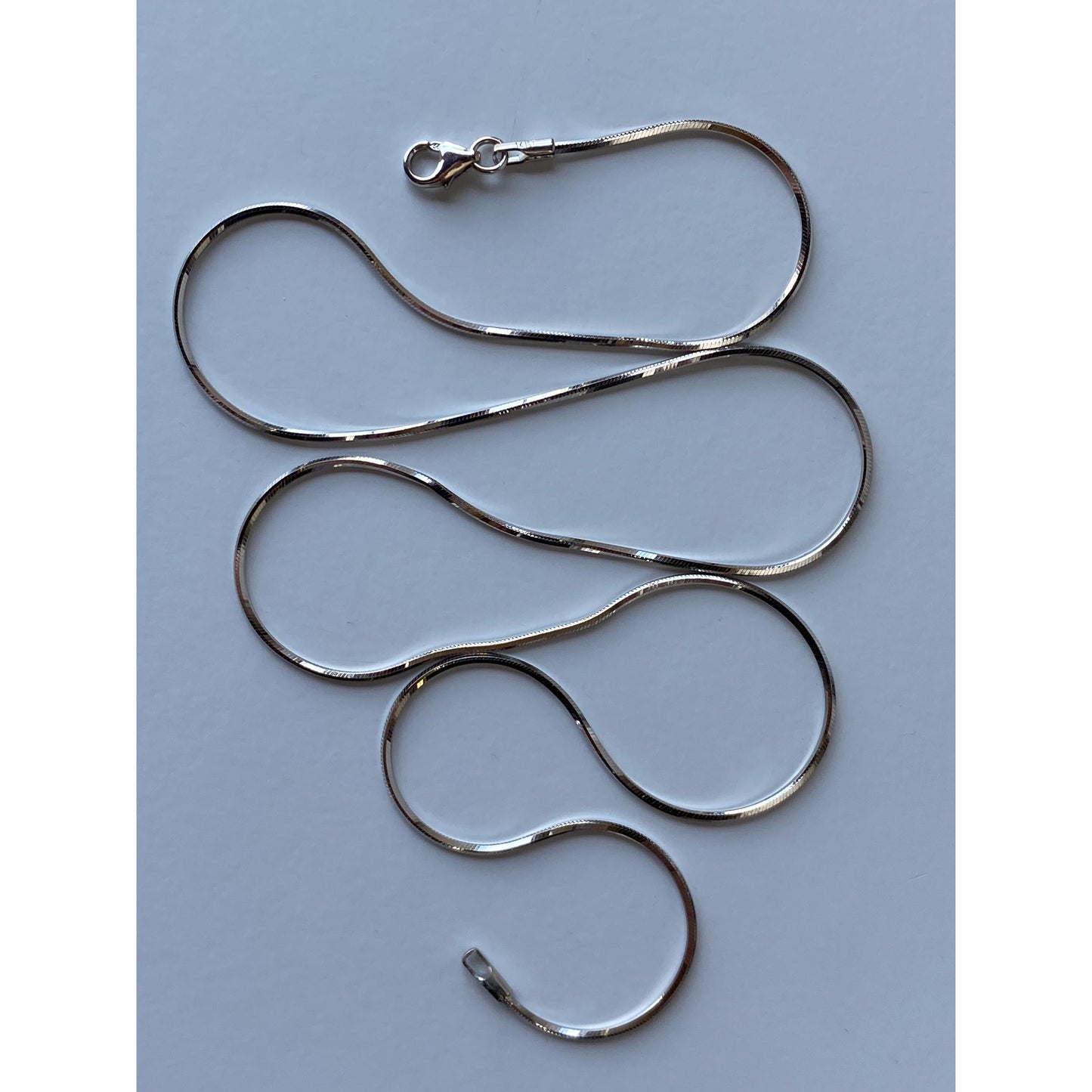 Vintage Solid 14k White Gold Square Snake Chain Necklace - 18 inches