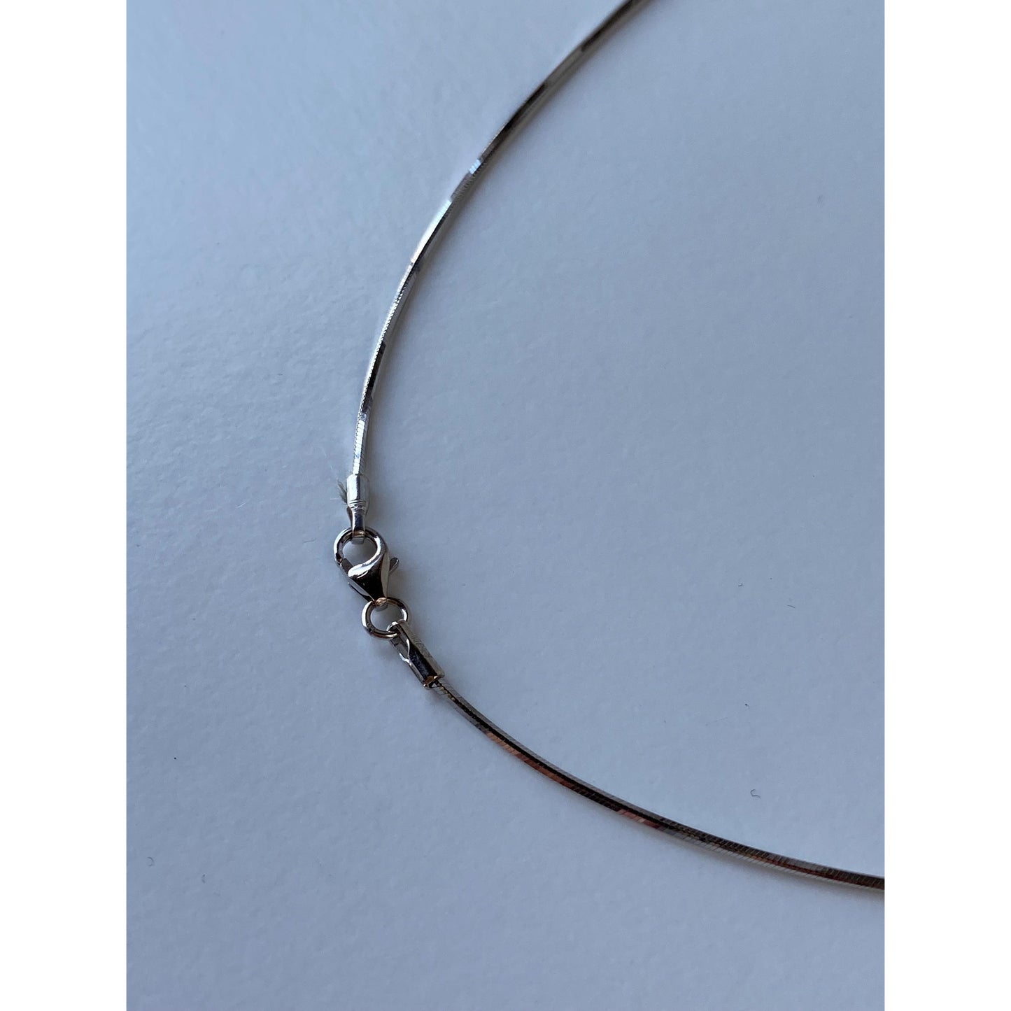 Vintage Solid 14k White Gold Square Snake Chain Necklace - 18 inches