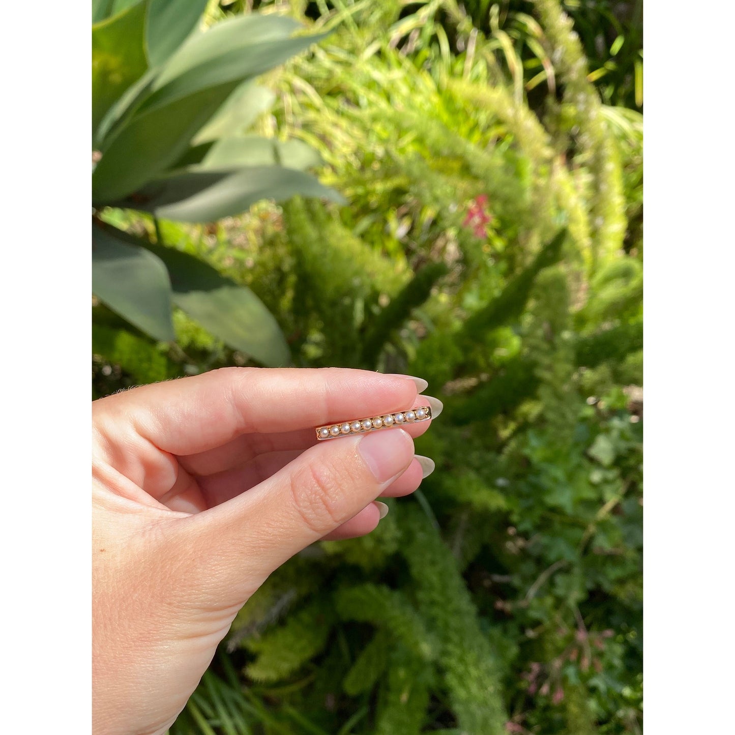 Vintage Solid 14k Yellow Gold Seed Pearl Safety Pin