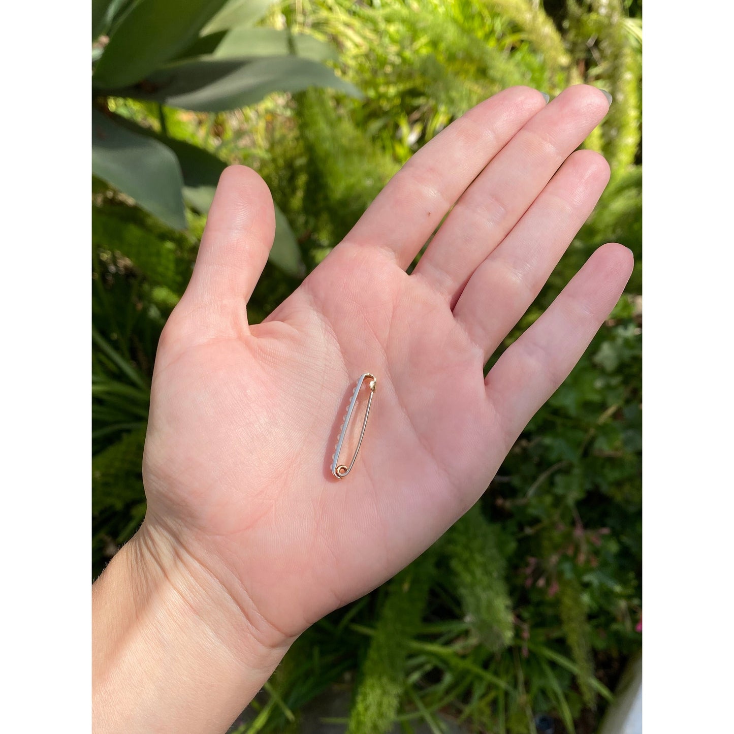 Vintage Solid 14k Yellow Gold Seed Pearl Safety Pin