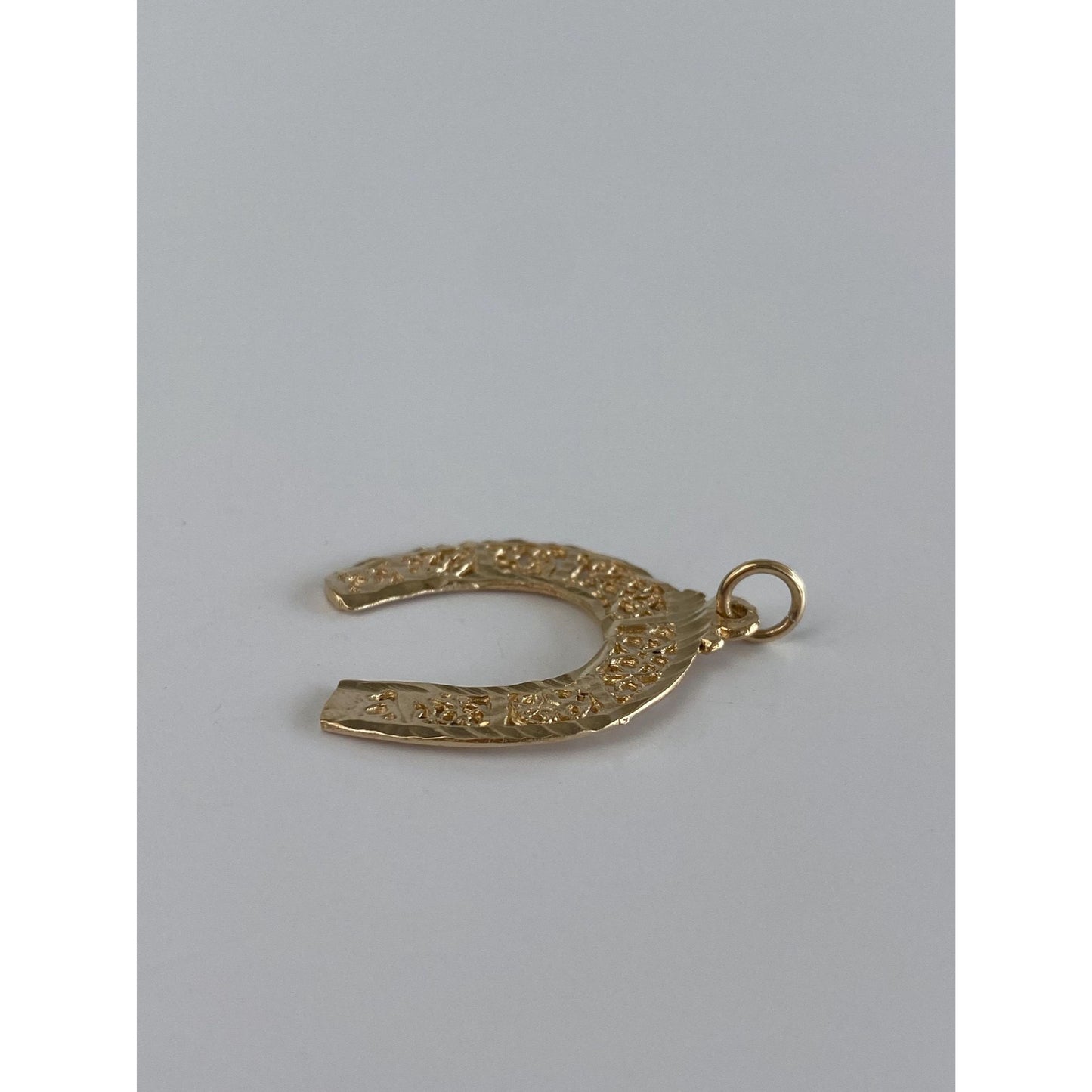 Vintage Solid 14k Yellow Gold Filigree Horseshoe Charm