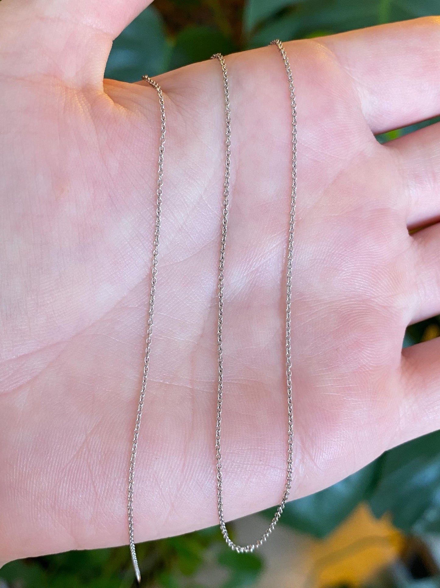 Solid 14k White Gold Tight Rolo Chain Necklace - 18 inches