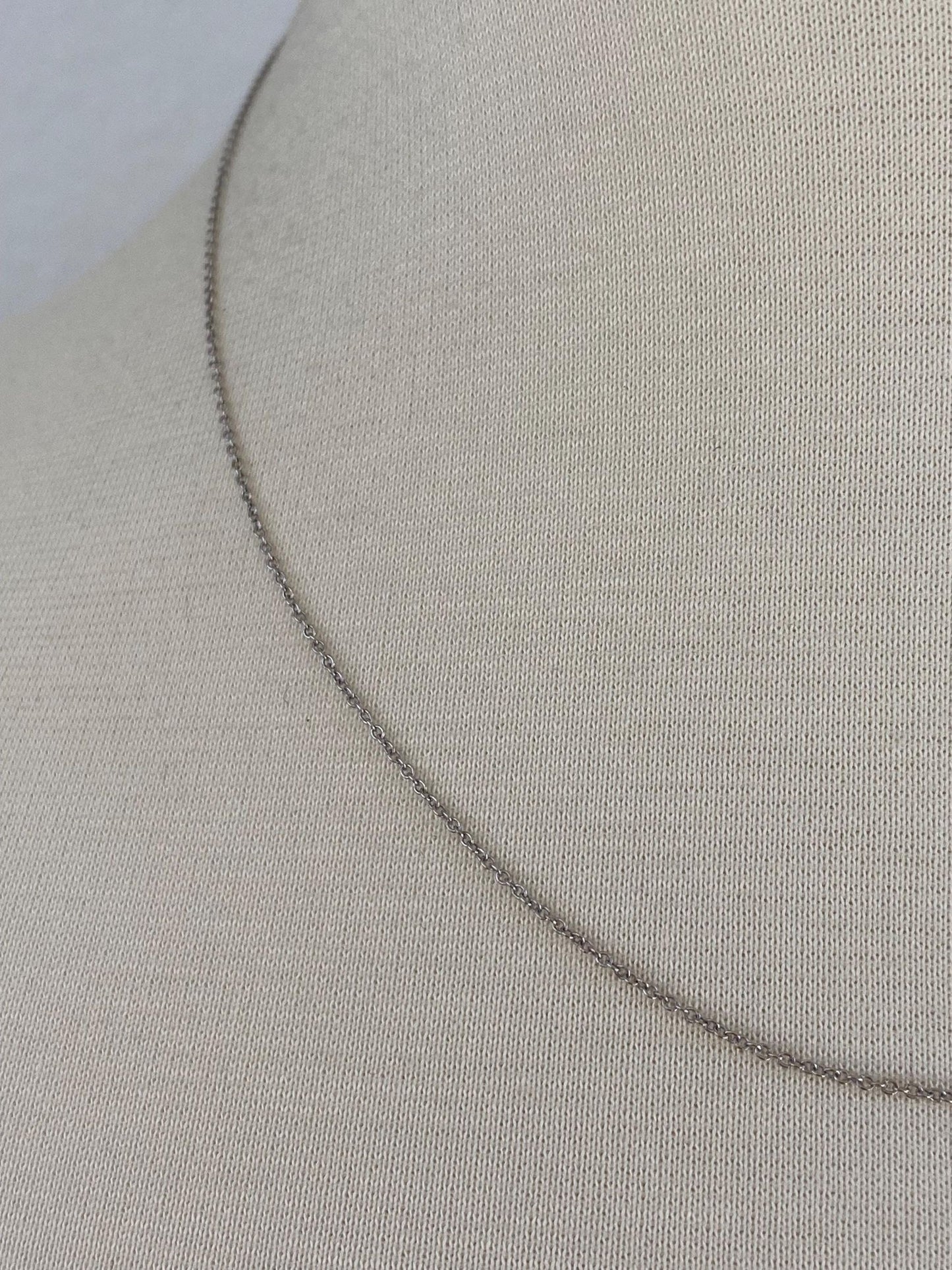 Solid 14k White Gold Tight Rolo Chain Necklace - 18 inches