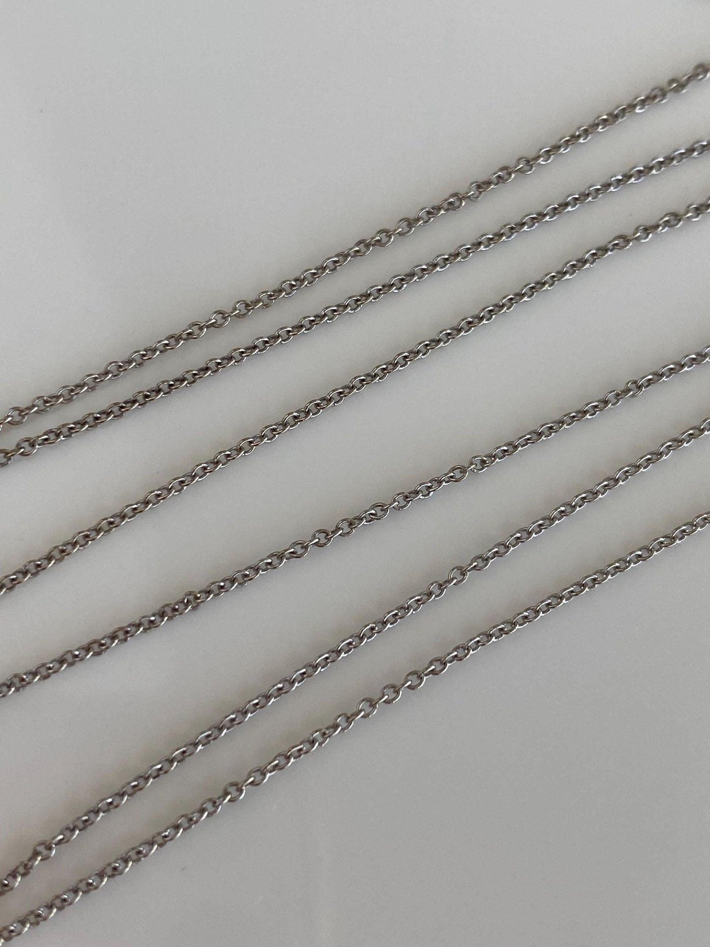 Solid 14k White Gold Tight Rolo Chain Necklace - 18 inches
