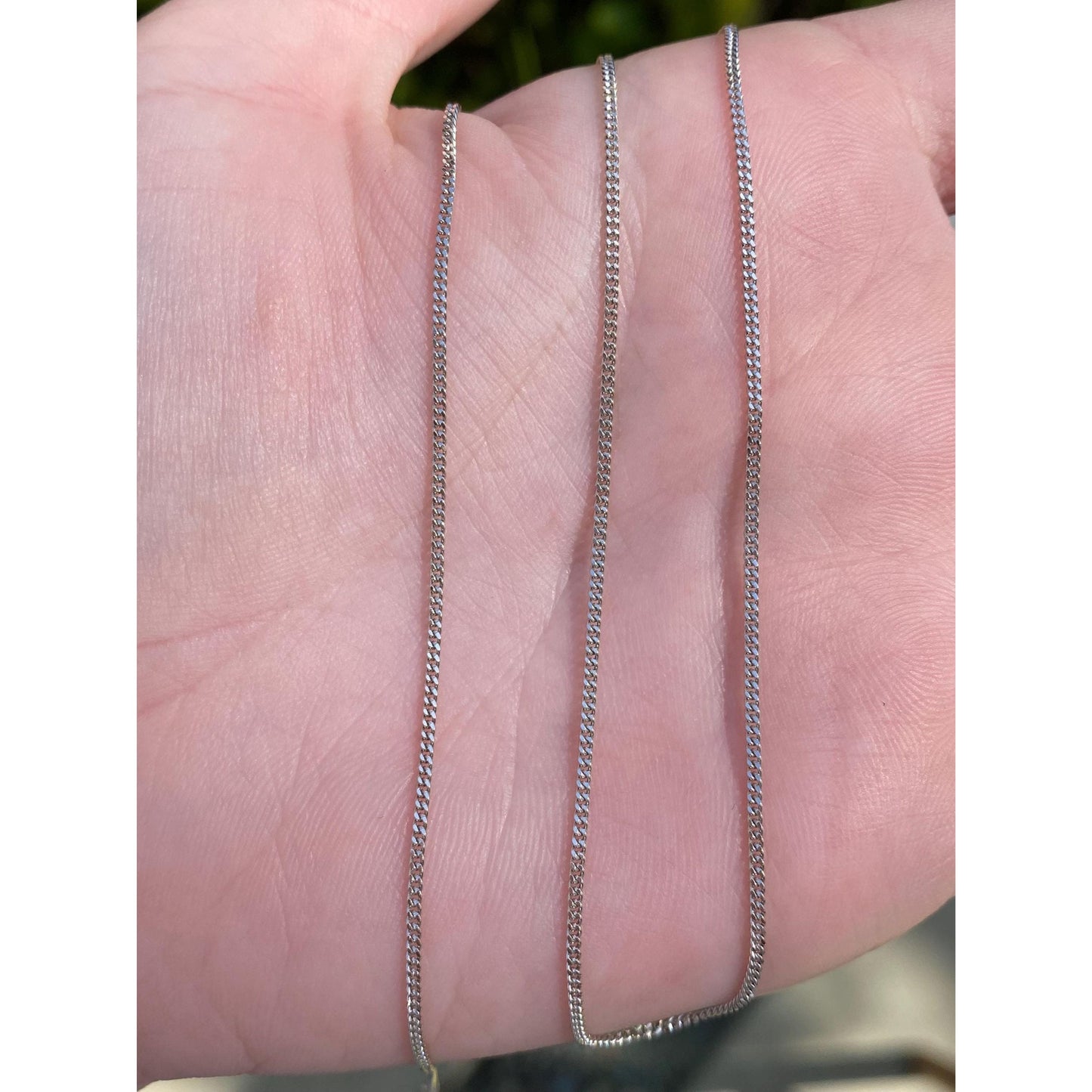 Vintage Solid 14k White Gold Tight Curb Chain Necklace - 18.5 inches