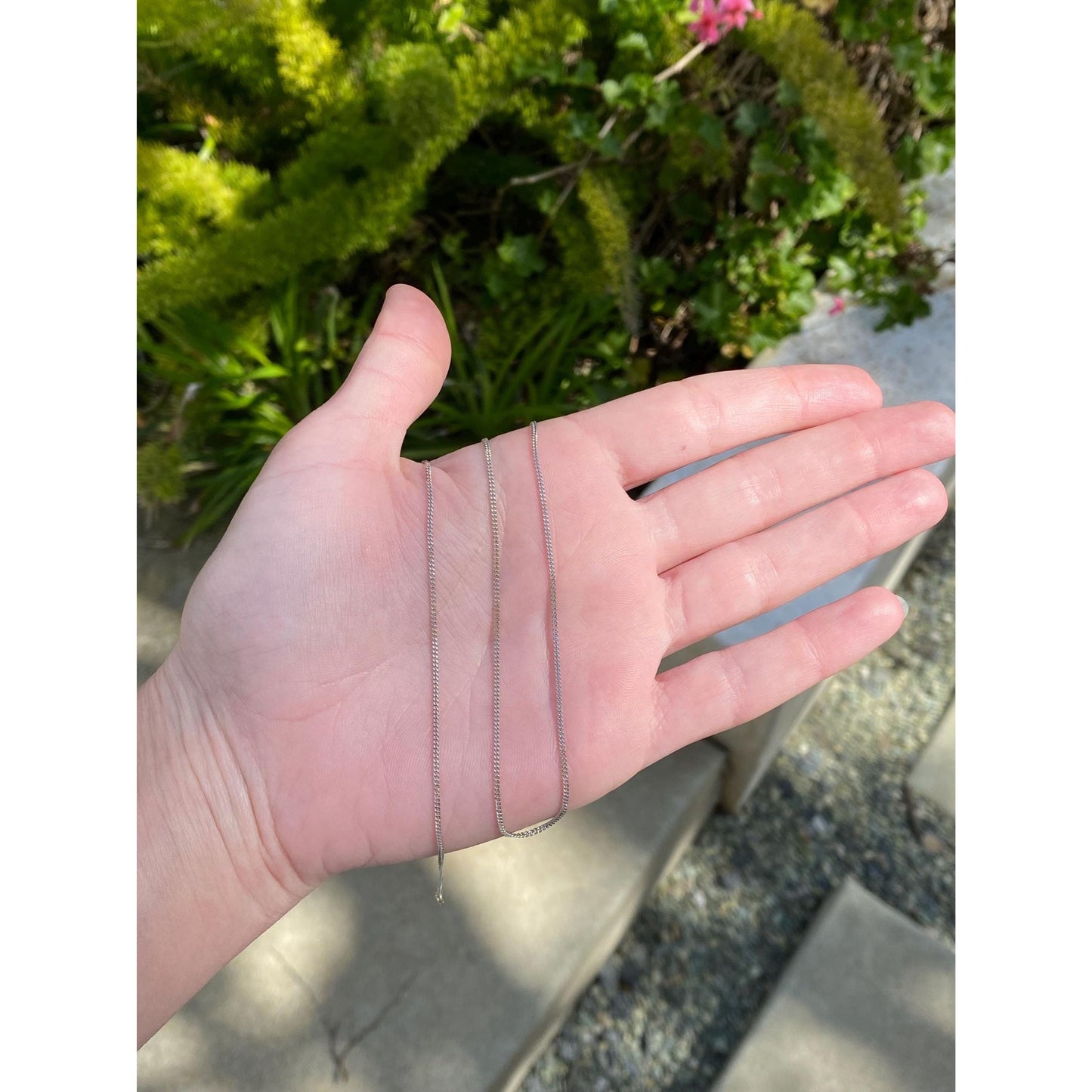 Vintage Solid 14k White Gold Tight Curb Chain Necklace - 18.5 inches