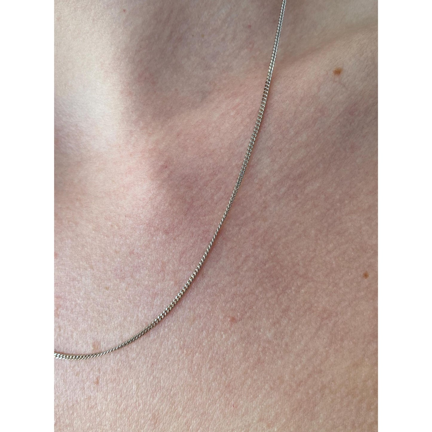 Vintage Solid 14k White Gold Tight Curb Chain Necklace - 18.5 inches