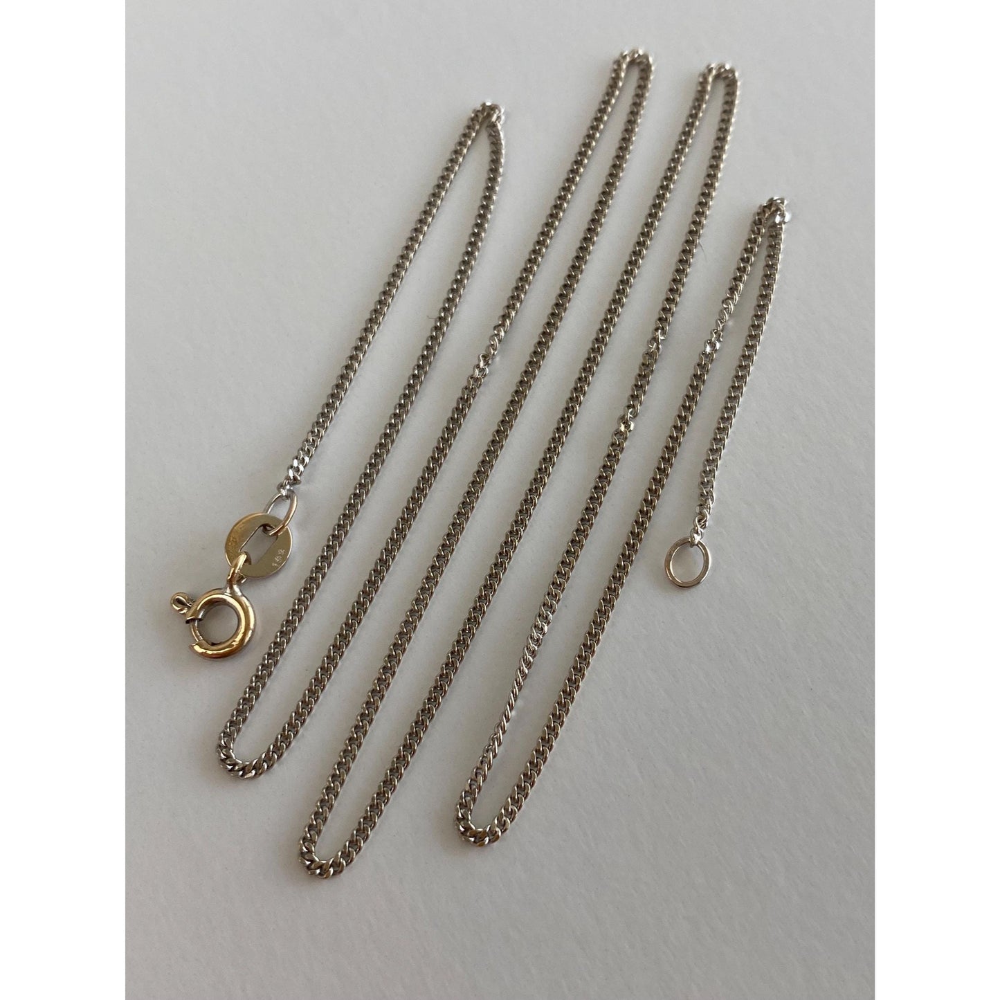 Vintage Solid 14k White Gold Tight Curb Chain Necklace - 18.5 inches