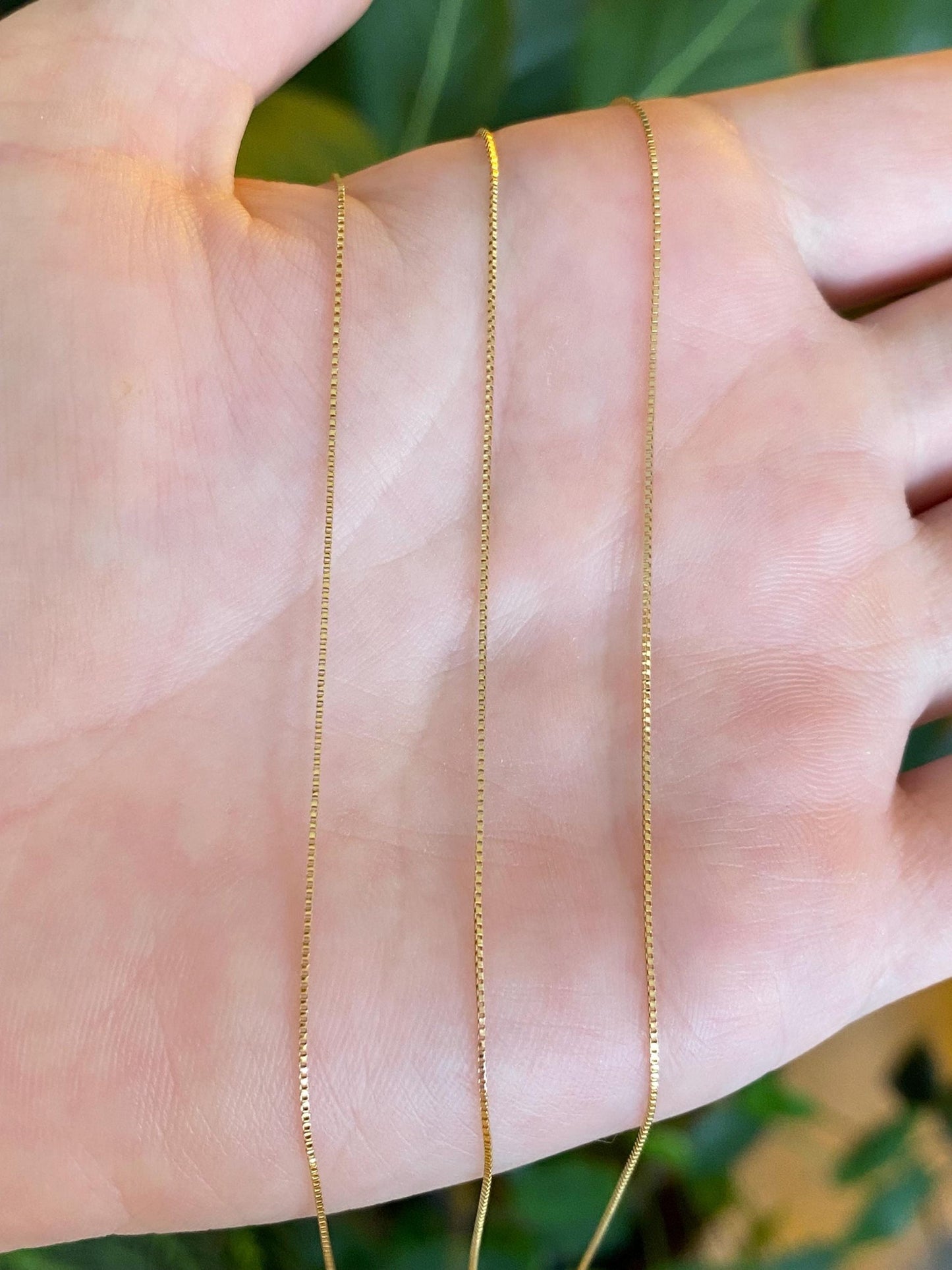 Vintage Solid 14k Yellow Gold Dainty Long Box Chain Necklace - 36 inches