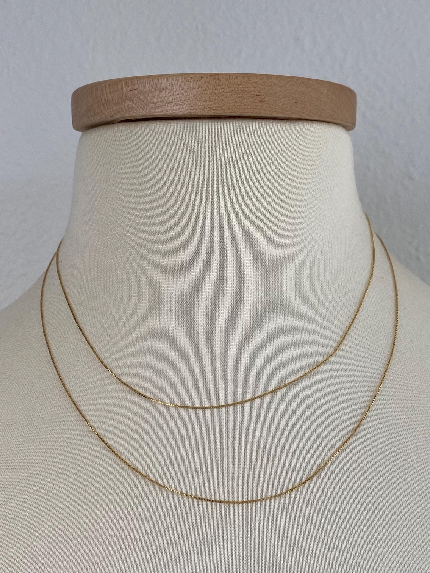 Vintage Solid 14k Yellow Gold Dainty Long Box Chain Necklace - 36 inches
