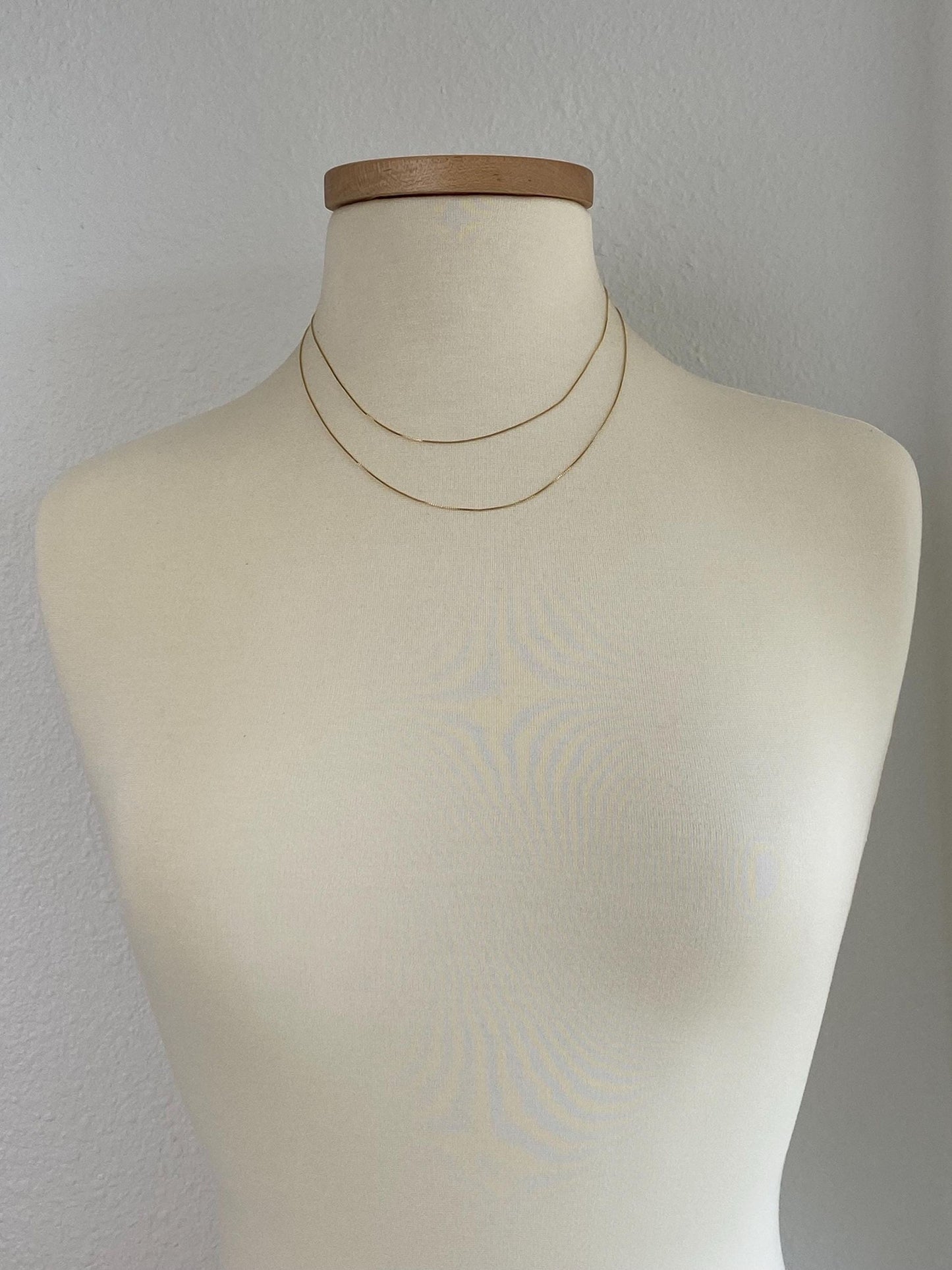 Vintage Solid 14k Yellow Gold Dainty Long Box Chain Necklace - 36 inches
