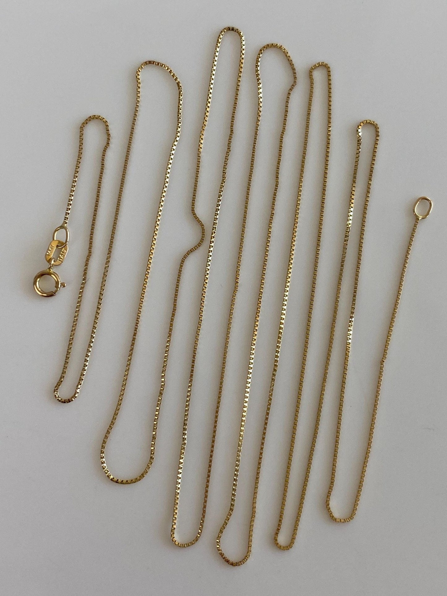 Vintage Solid 14k Yellow Gold Dainty Long Box Chain Necklace - 36 inches