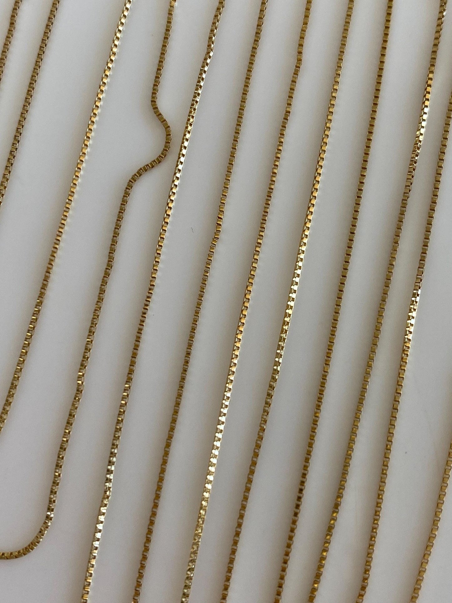 Vintage Solid 14k Yellow Gold Dainty Long Box Chain Necklace - 36 inches