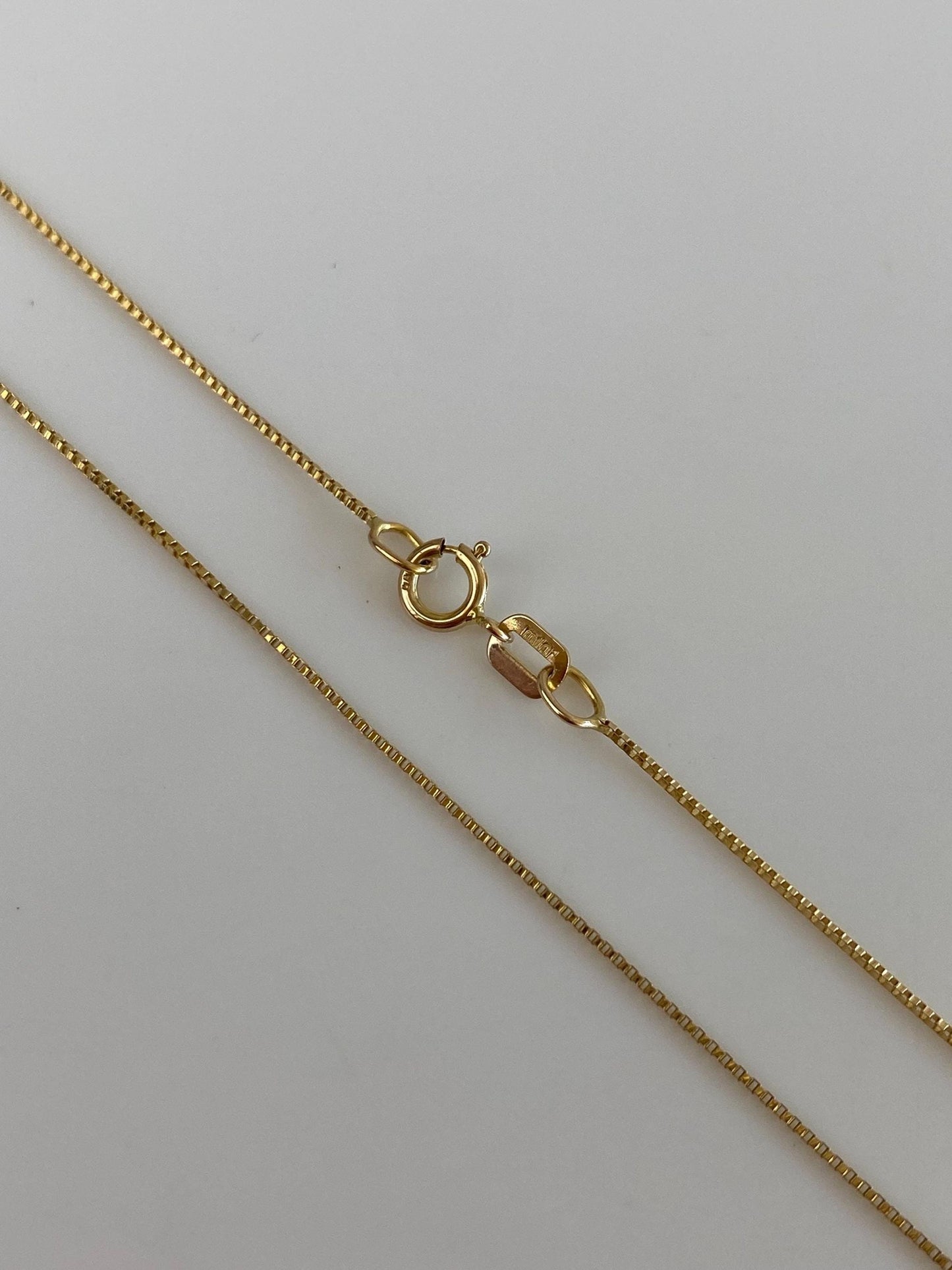 Vintage Solid 14k Yellow Gold Dainty Long Box Chain Necklace - 36 inches