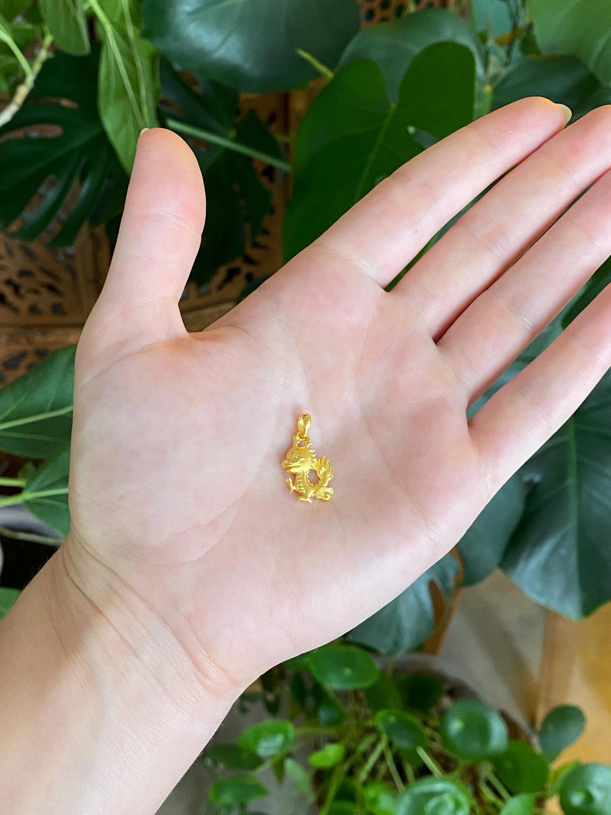 Vintage Solid 24k Yellow Gold Cartoon Dragon Charm