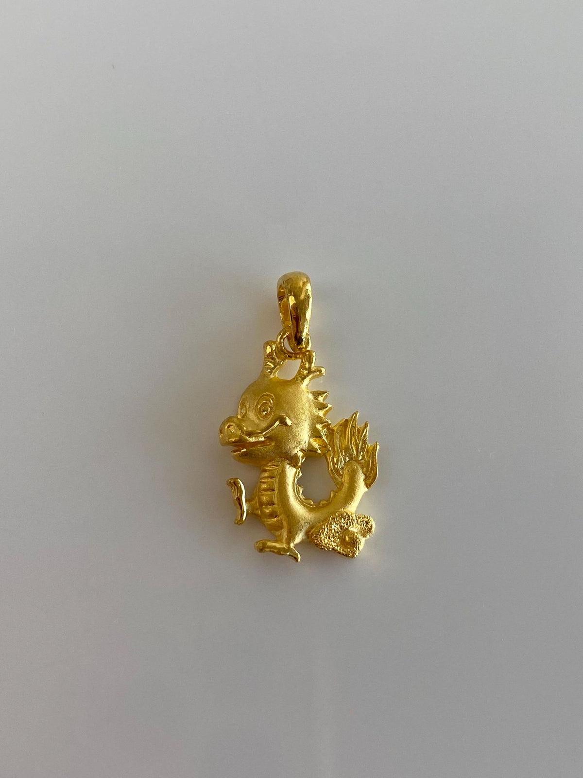 Vintage Solid 24k Yellow Gold Cartoon Dragon Charm