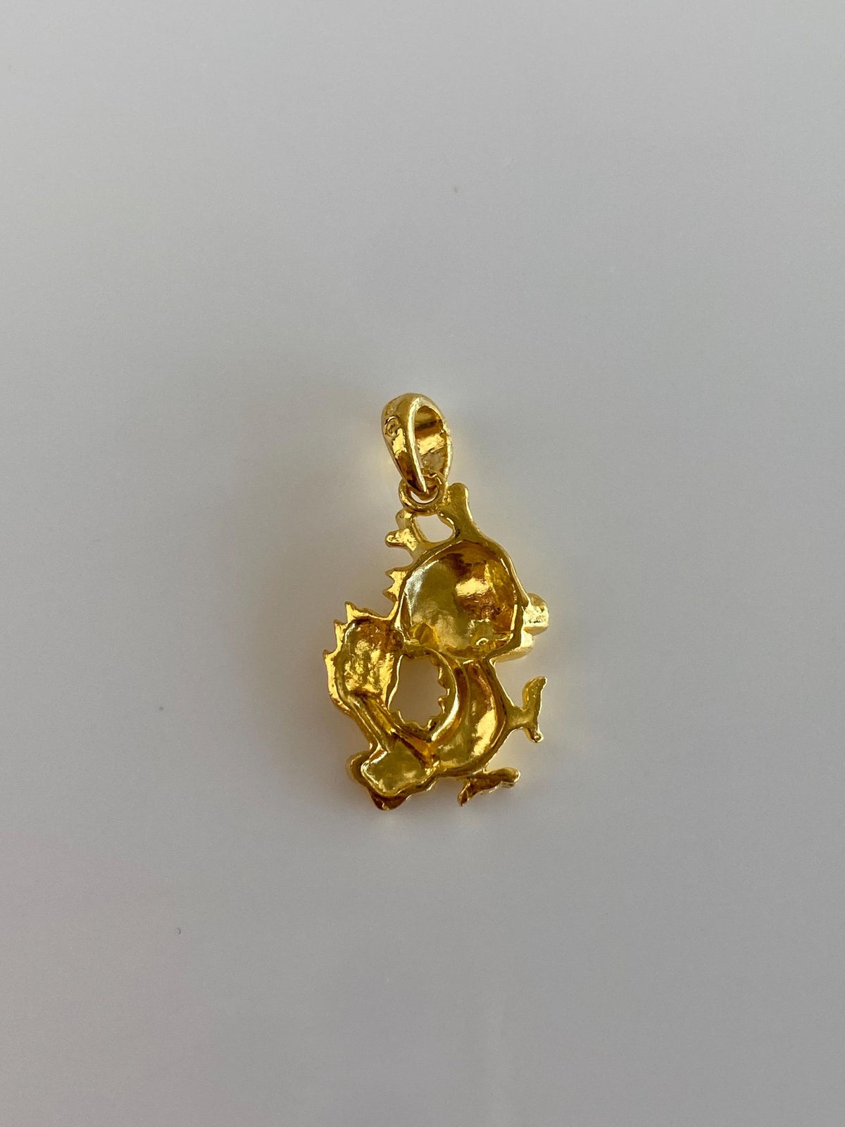 Vintage Solid 24k Yellow Gold Cartoon Dragon Charm