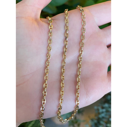Solid 14k Yellow Gold GUCCI Mariner Link Chain Necklace - 18.25 inches