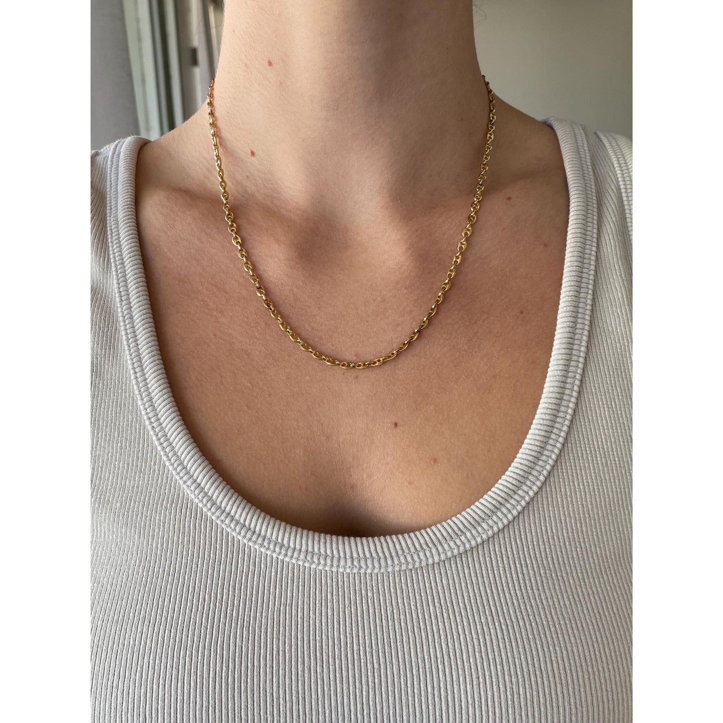 Solid 14k Yellow Gold GUCCI Mariner Link Chain Necklace - 18.25 inches