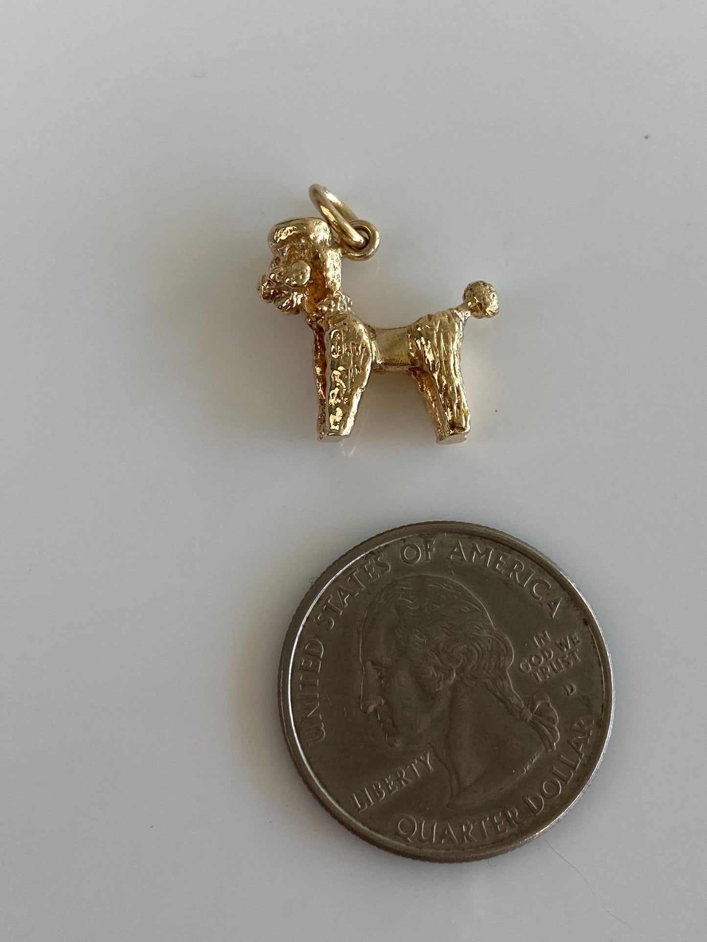 Vintage Solid 10k Yellow Gold Poodle Dog Charm