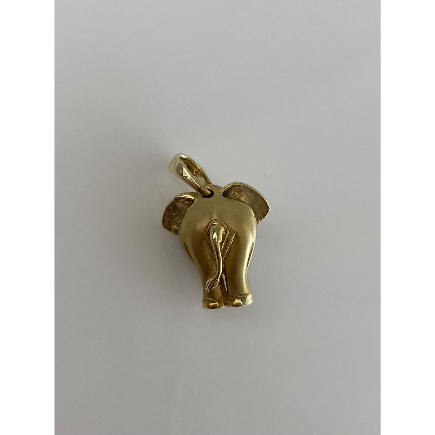 Vintage Solid 14k White & Yellow Gold Pink Sapphire Elephant Charm