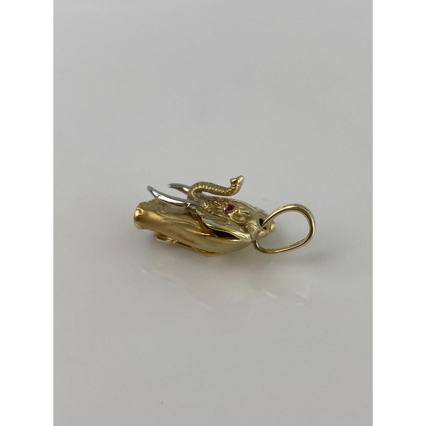 Vintage Solid 14k White & Yellow Gold Pink Sapphire Elephant Charm