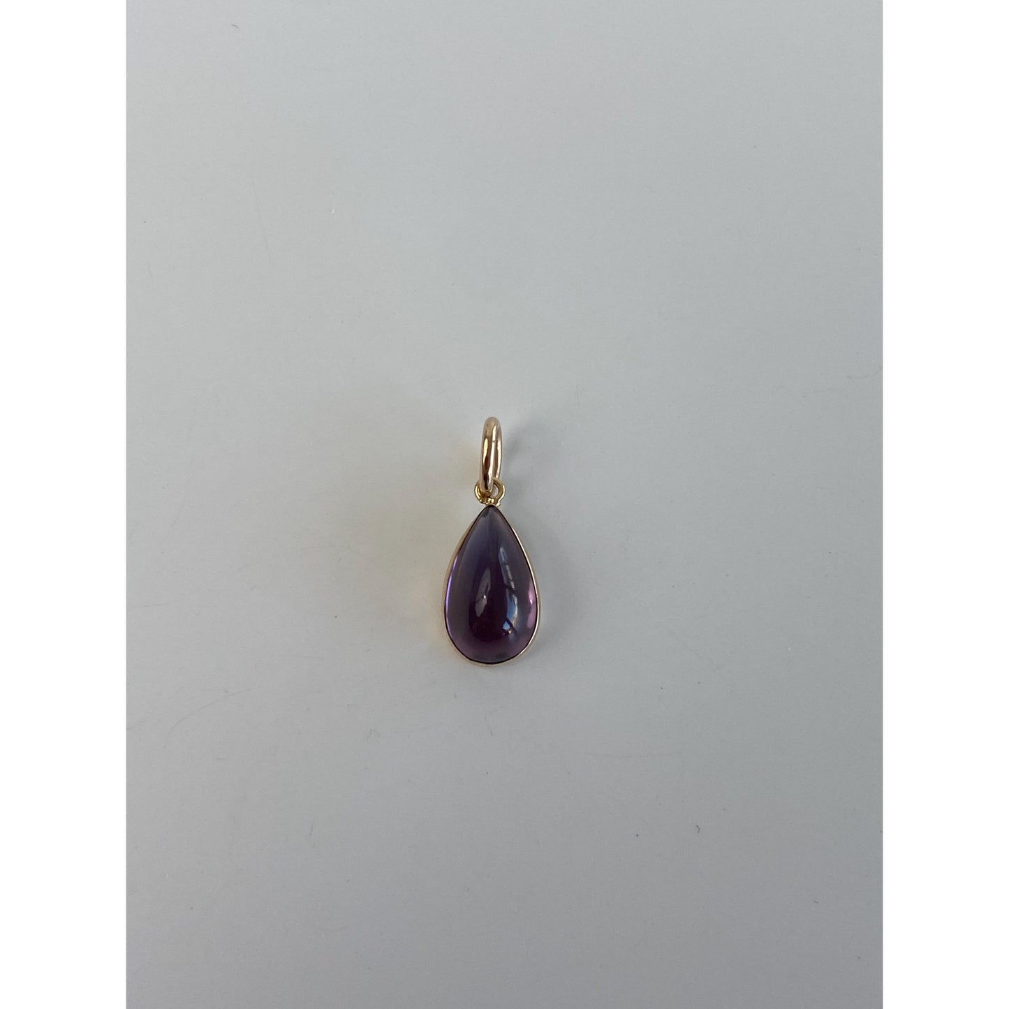 Vintage Solid 10k Yellow Gold Purple Cubic Zirconia Teardrop Charm