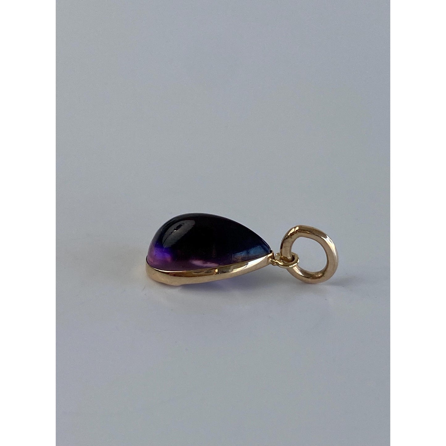 Vintage Solid 10k Yellow Gold Purple Cubic Zirconia Teardrop Charm