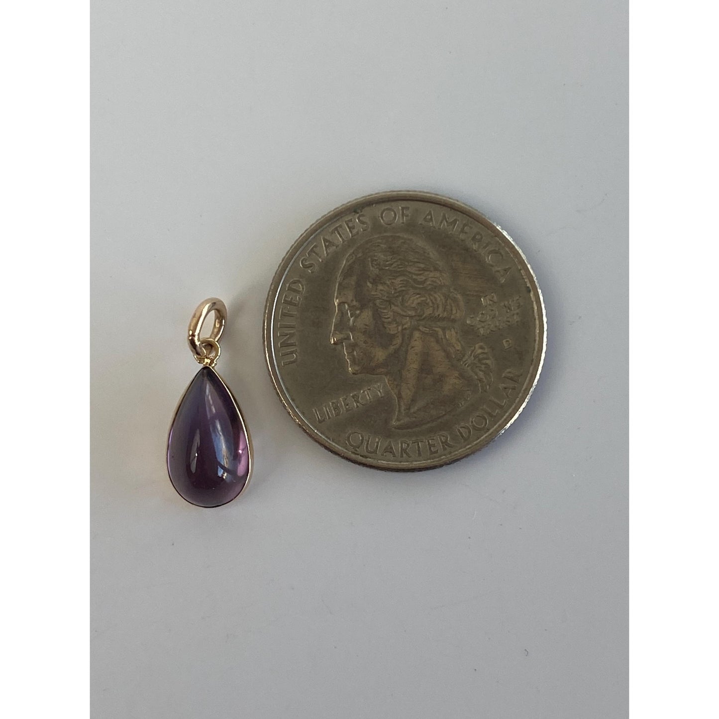 Vintage Solid 10k Yellow Gold Purple Cubic Zirconia Teardrop Charm