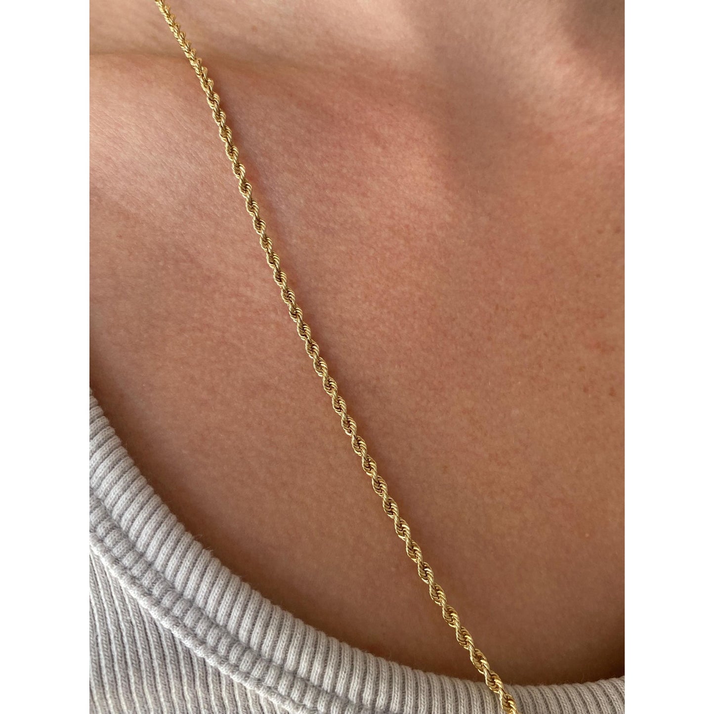 Solid 14k Yellow Gold Diamond Ruby Eye Rope Chain Necklace - 25 inches