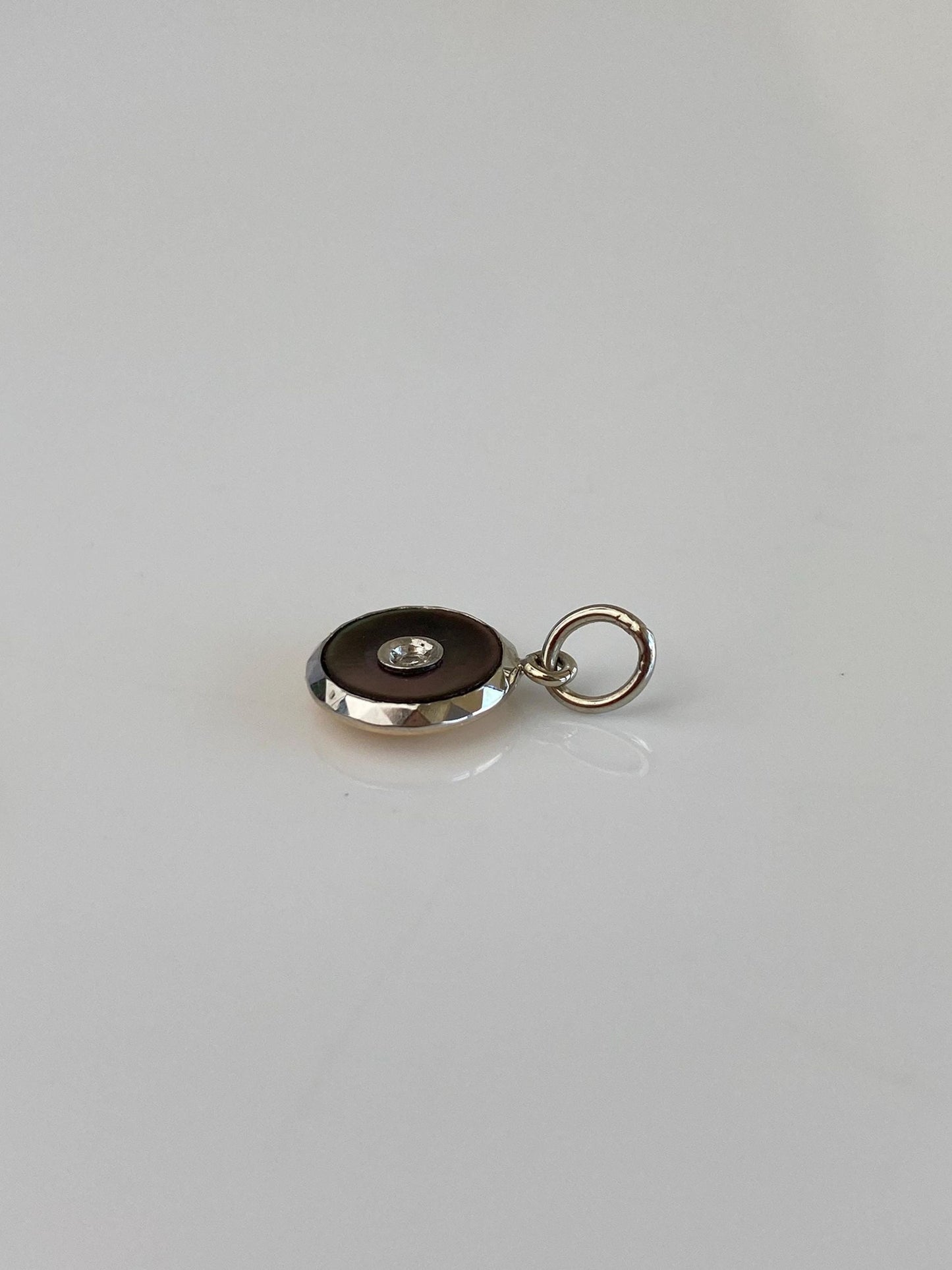 Vintage Platinum & 14k Yellow Gold Diamond Abalone Cufflink Conversion Charm
