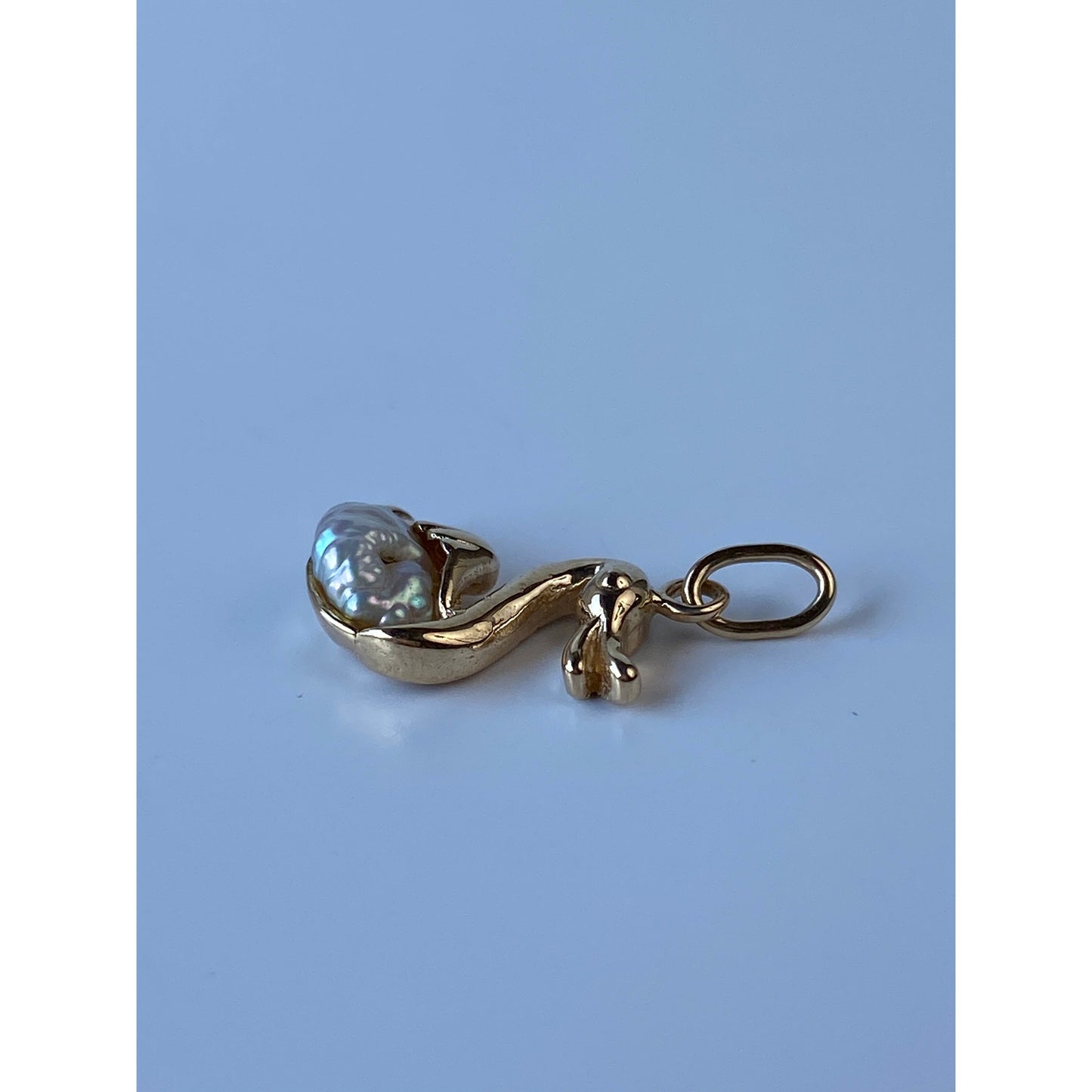 Vintage Solid 14k Yellow Gold Pearl Swan Charm