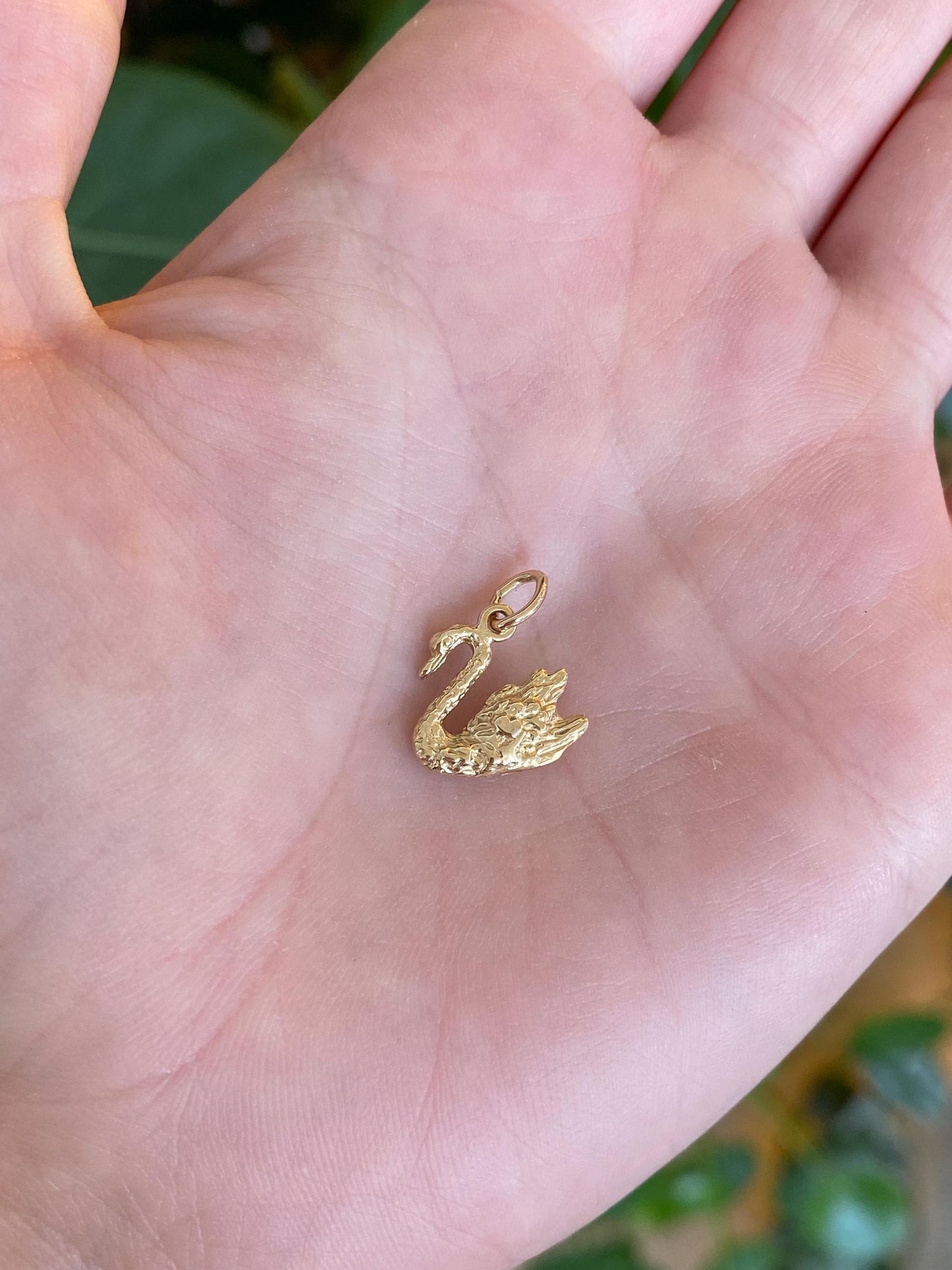 Vintage Solid 14k Yellow Gold Swan Stick Pin Conversion Charm