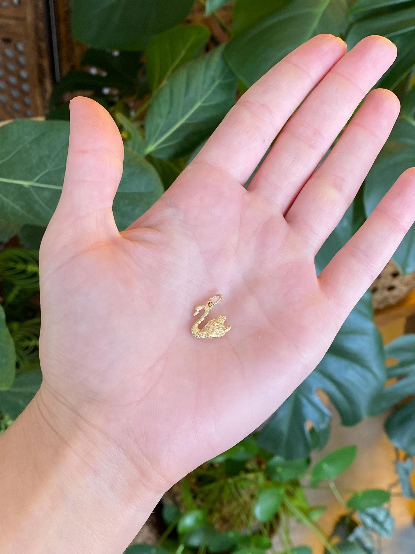 Vintage Solid 14k Yellow Gold Swan Stick Pin Conversion Charm