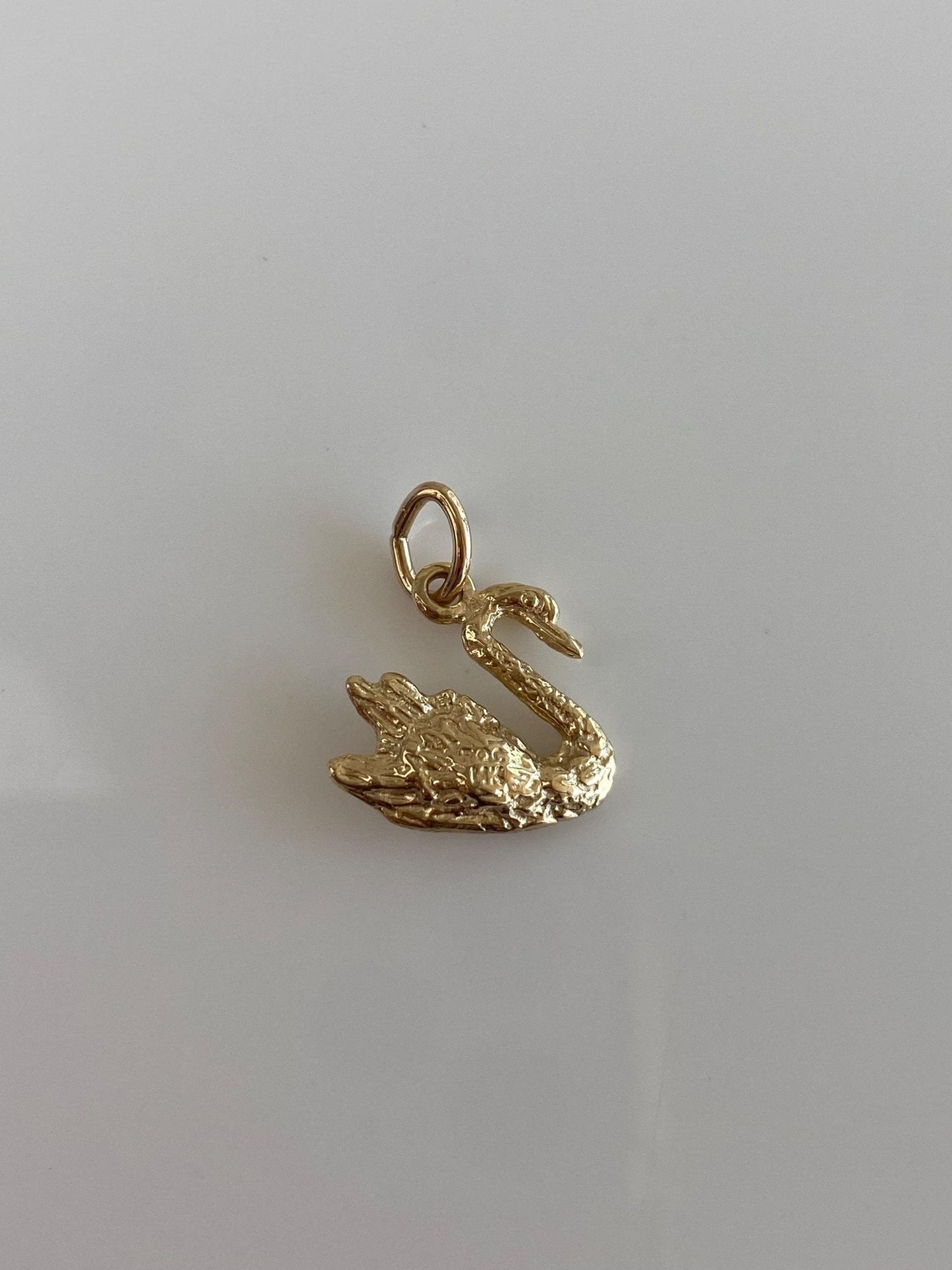 Vintage Solid 14k Yellow Gold Swan Stick Pin Conversion Charm