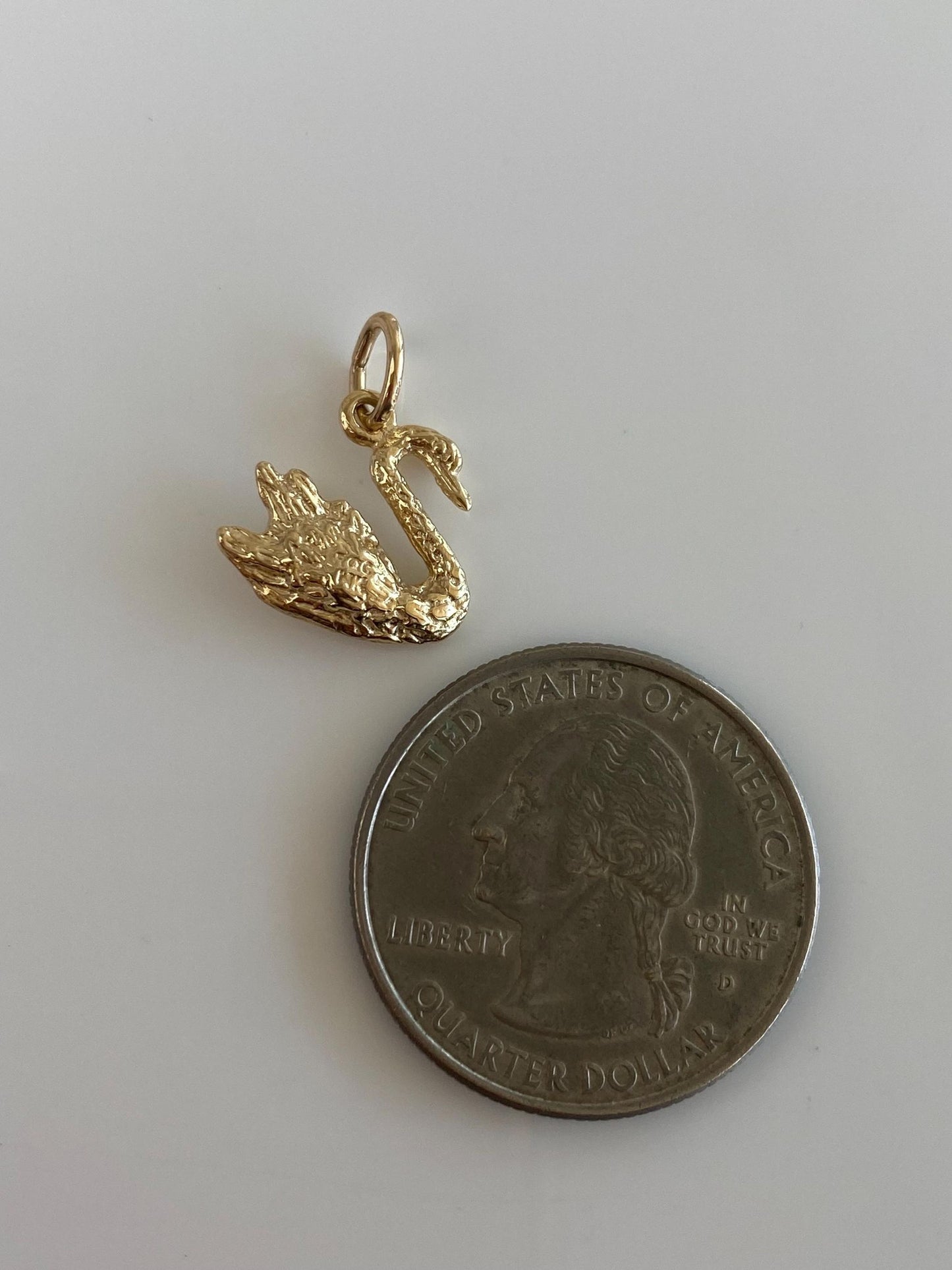 Vintage Solid 14k Yellow Gold Swan Stick Pin Conversion Charm